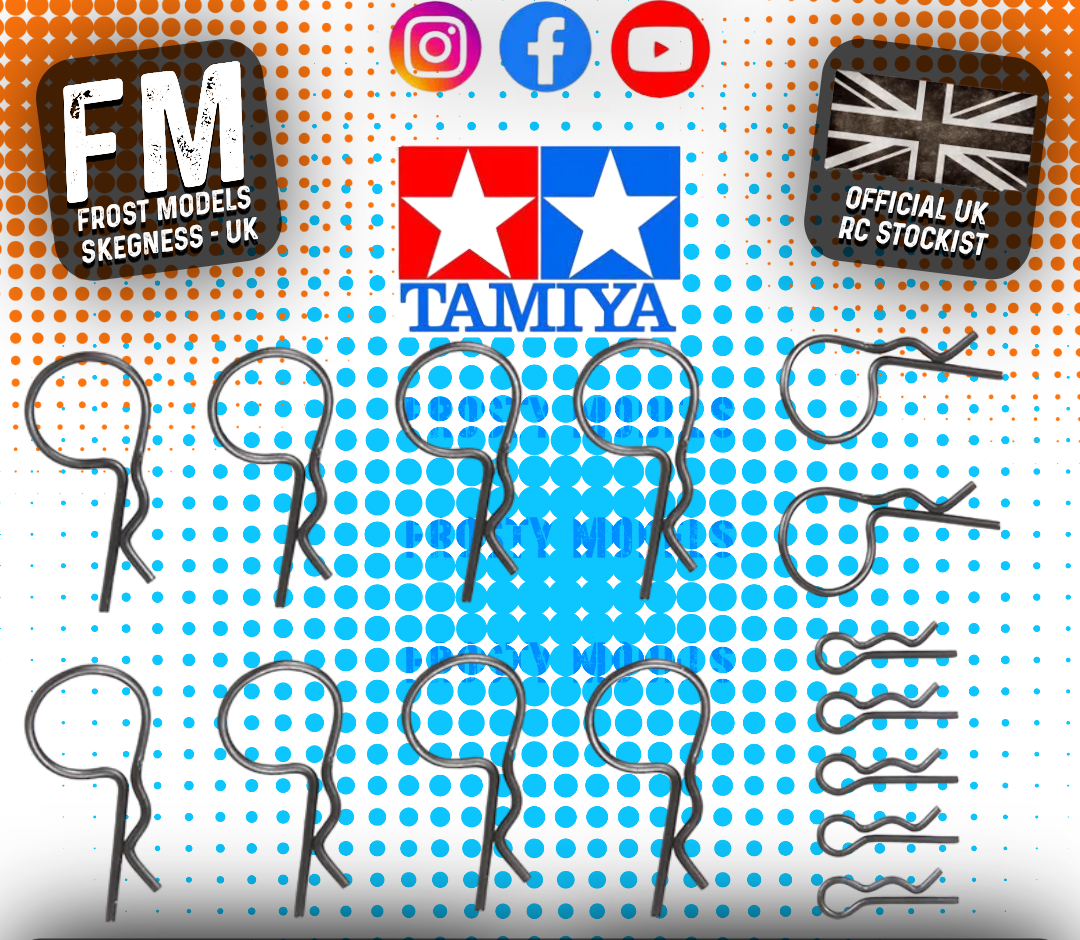 TAMIYA - (10X LARGE & 5X SMALL) RC CAR/TRUCK/BUGGY BLACK BODY CLIPS - 50197 (OFFICAL SPRING LOADED)