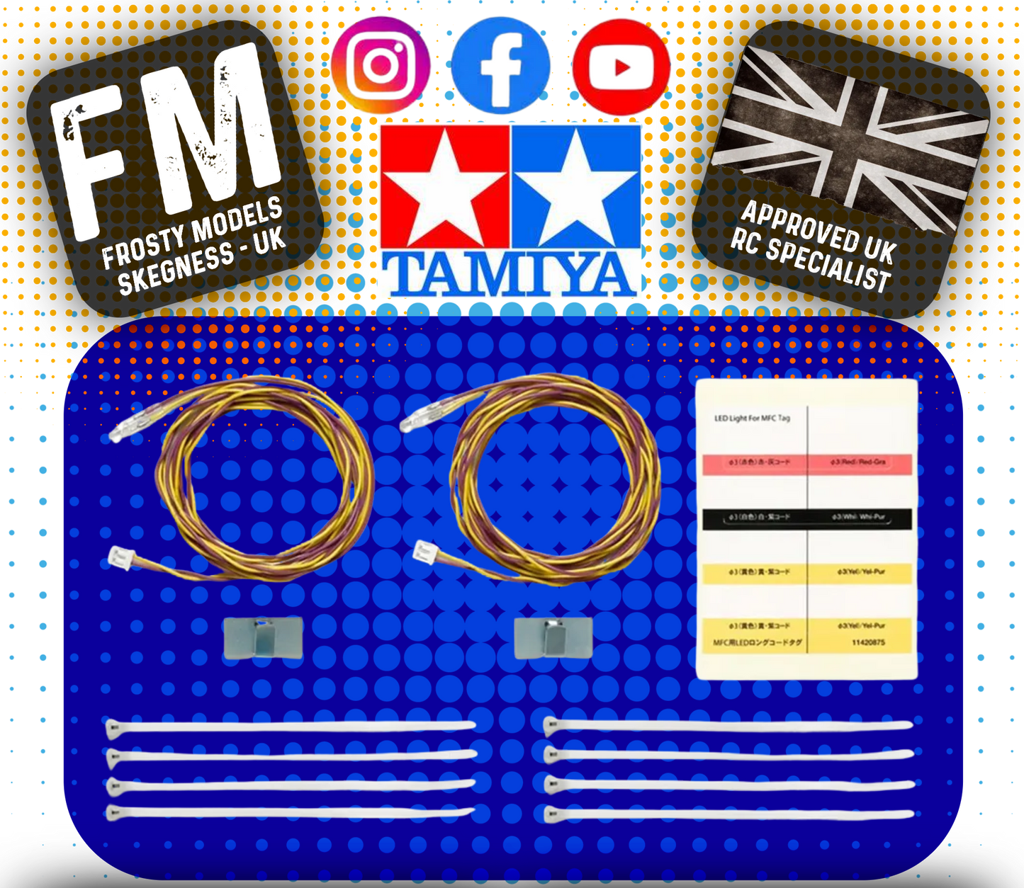 TAMIYA - 56551 (ORANGE - L&R INDICATORS) RC LED LIGHT (1M LONG FOR MFU - FOR LOG TRUCK) EXTRA LONG (TWO LOOMS)