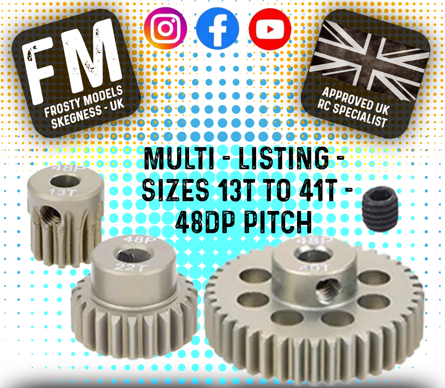 FASTRAX - RC ALUMINIUM 7075T TOUGH LIGHTWEIGHT 48DP PINION CARS - 13T TO 41T (MULTI LISTING)