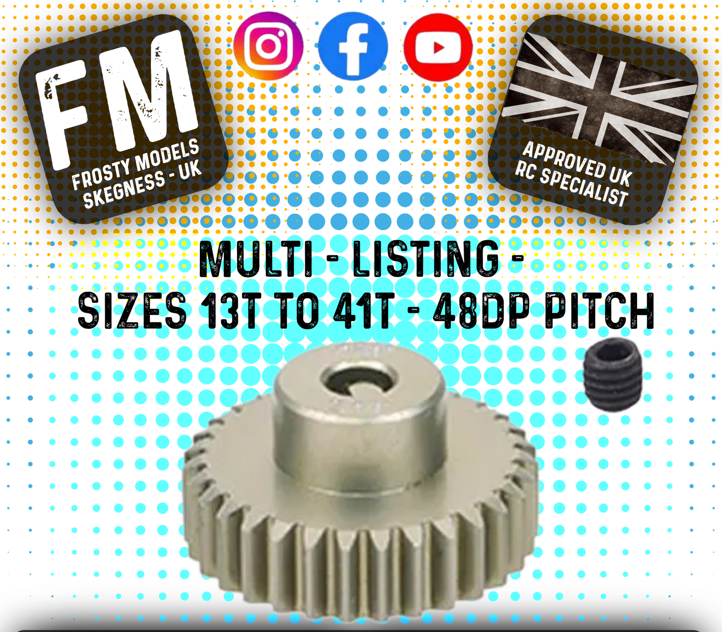 FASTRAX - RC ALUMINIUM 7075T TOUGH LIGHTWEIGHT 48DP PINION CARS - 13T TO 41T (MULTI LISTING)