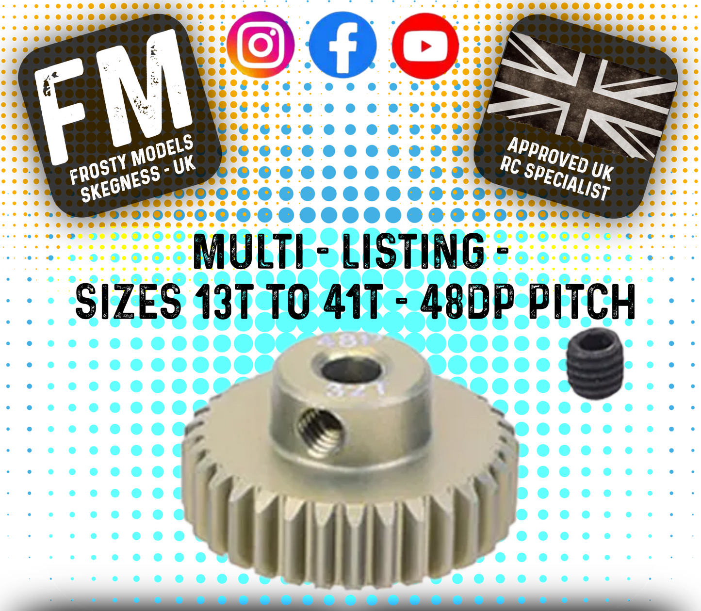 FASTRAX - RC ALUMINIUM 7075T TOUGH LIGHTWEIGHT 48DP PINION CARS - 13T TO 41T (MULTI LISTING)