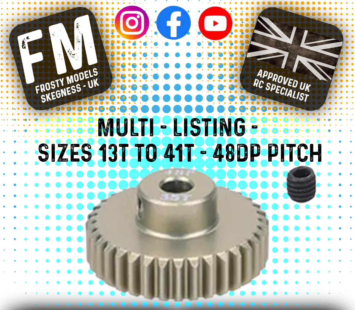 FASTRAX - RC ALUMINIUM 7075T TOUGH LIGHTWEIGHT 48DP PINION CARS - 13T TO 41T (MULTI LISTING)