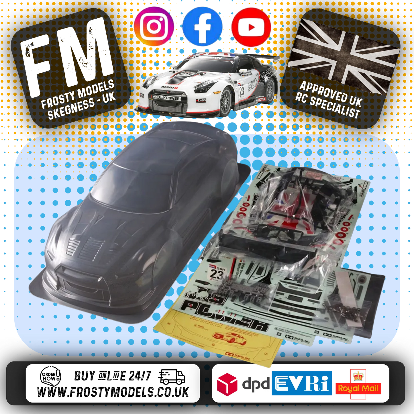TAMIYA - 51453 1/10 RC NISSAN SUMO GT-R R35 Body Shell 190MM Wide / Standard 257mm Wheelbase