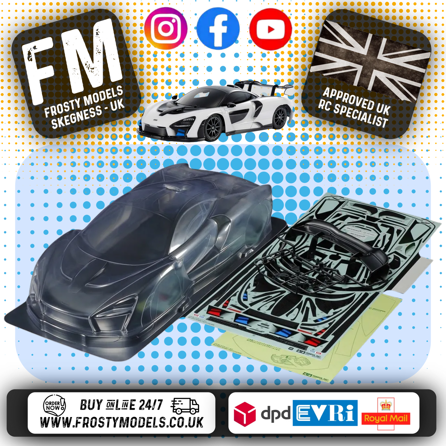 TAMIYA - 51693 1/10 RC Mclaren Senna Body Shell 190MM Wide / Standard 257mm Wheelbase