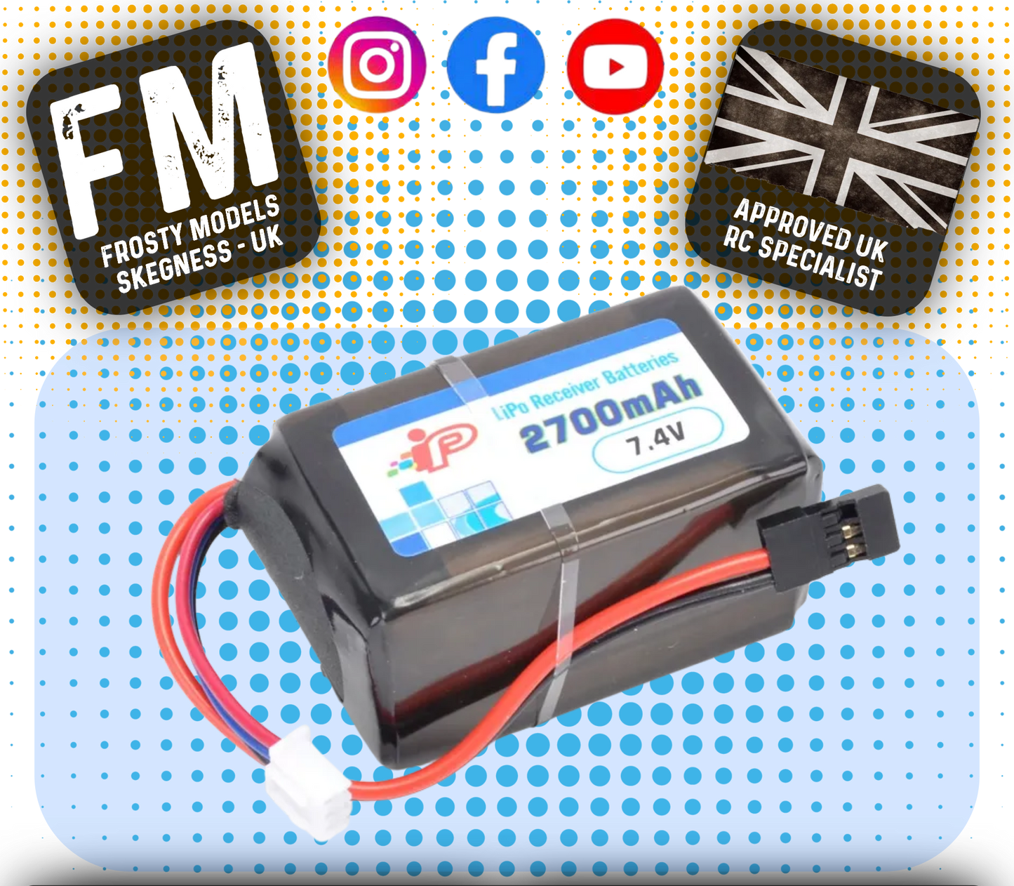 Intellect - Rx / Tx - Lipo Battery 2700mAh (FUTABA PLUG) 1C - 2S 7.4V - SIZE 31.1*31.95*54.5mm - IP753048-2S2P