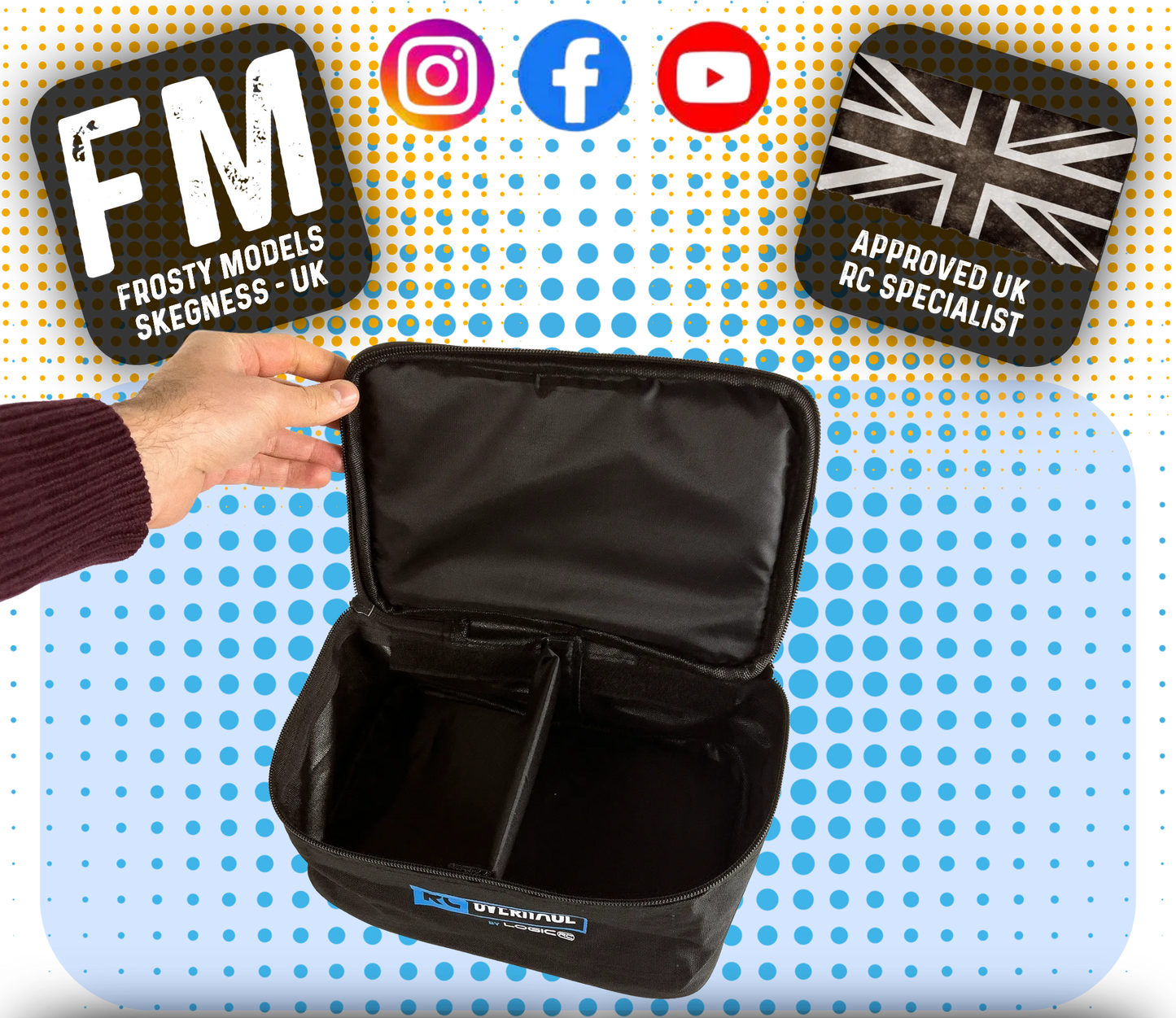 RC OVERHAUL - CHARGER / TOOLS / RADIO CARRY BAG w/Compartments (25 x 15 x 10cm) (Fits into Hauler Bag)