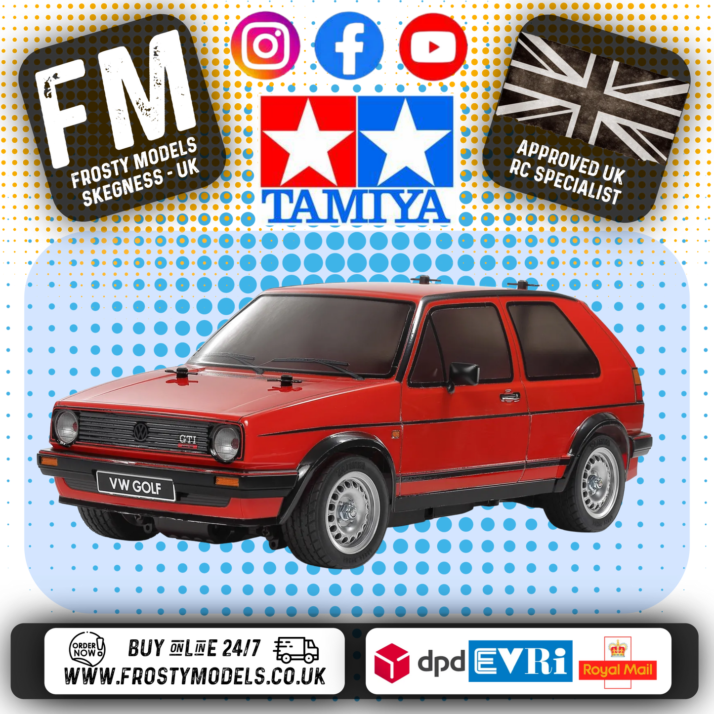 TAMIYA 58748 - M-Chassis 1/10 VW Golf II GTI 16V RC KIT (MB01) (INC'S ESC & MOTOR ONLY)