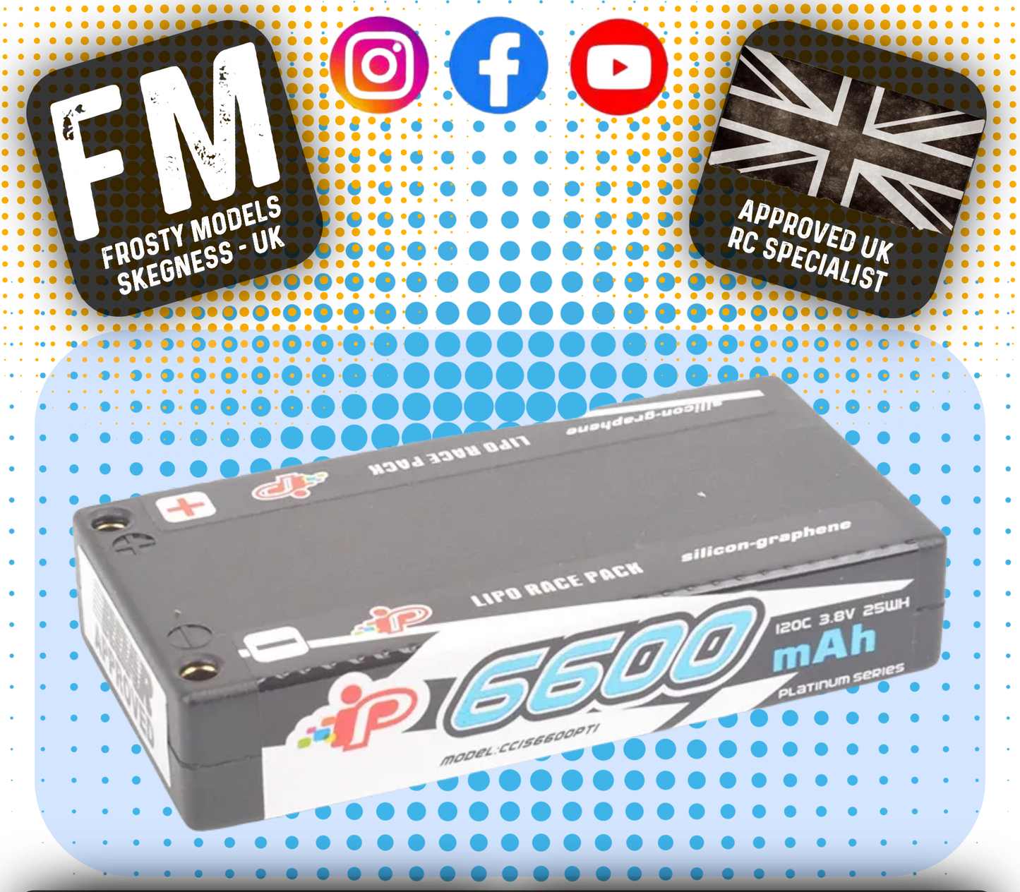 Intellect - LiPo LiHV 6600mAh 1S Battery 3.8V (L93xW47xH18.5mm Shorty) IPCC1S6600PT1