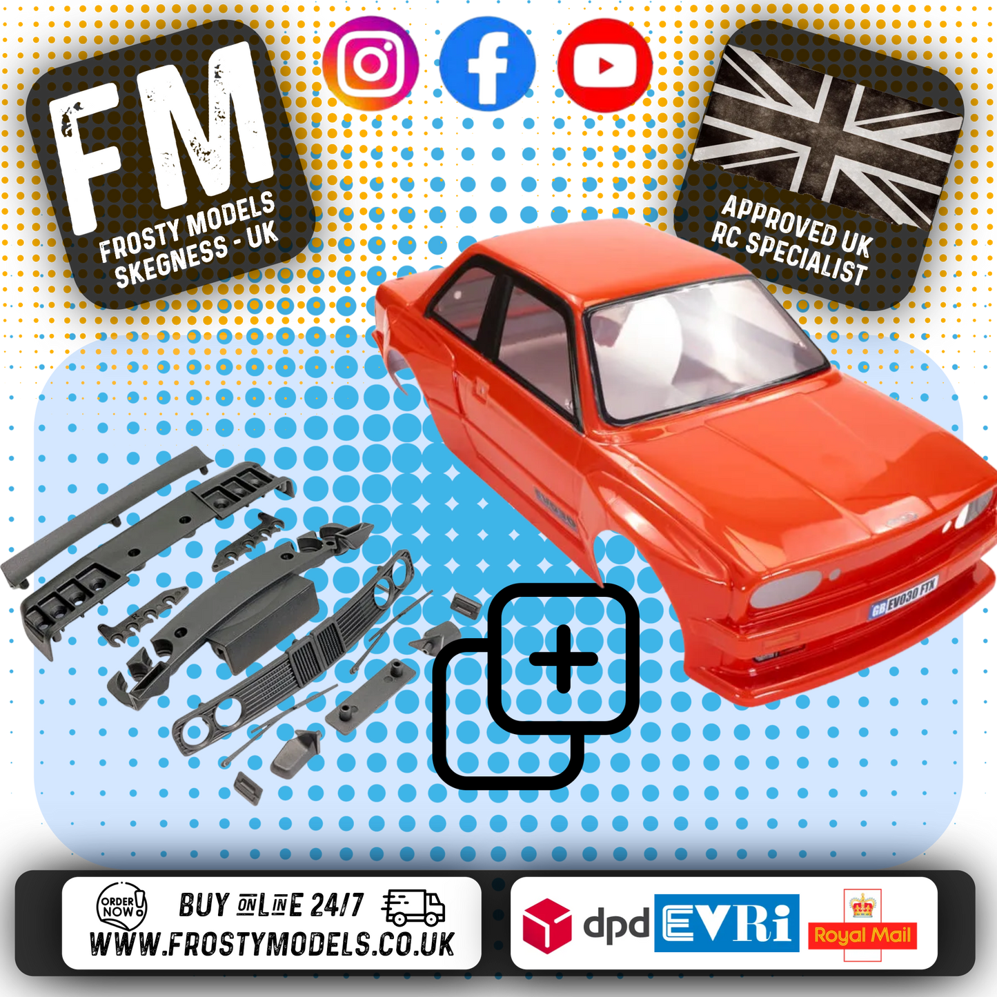 FTX - BMW E30 EVO Painted Body & Accessory Bundle Pack FTX10579 + FTX1058R (RED Body)