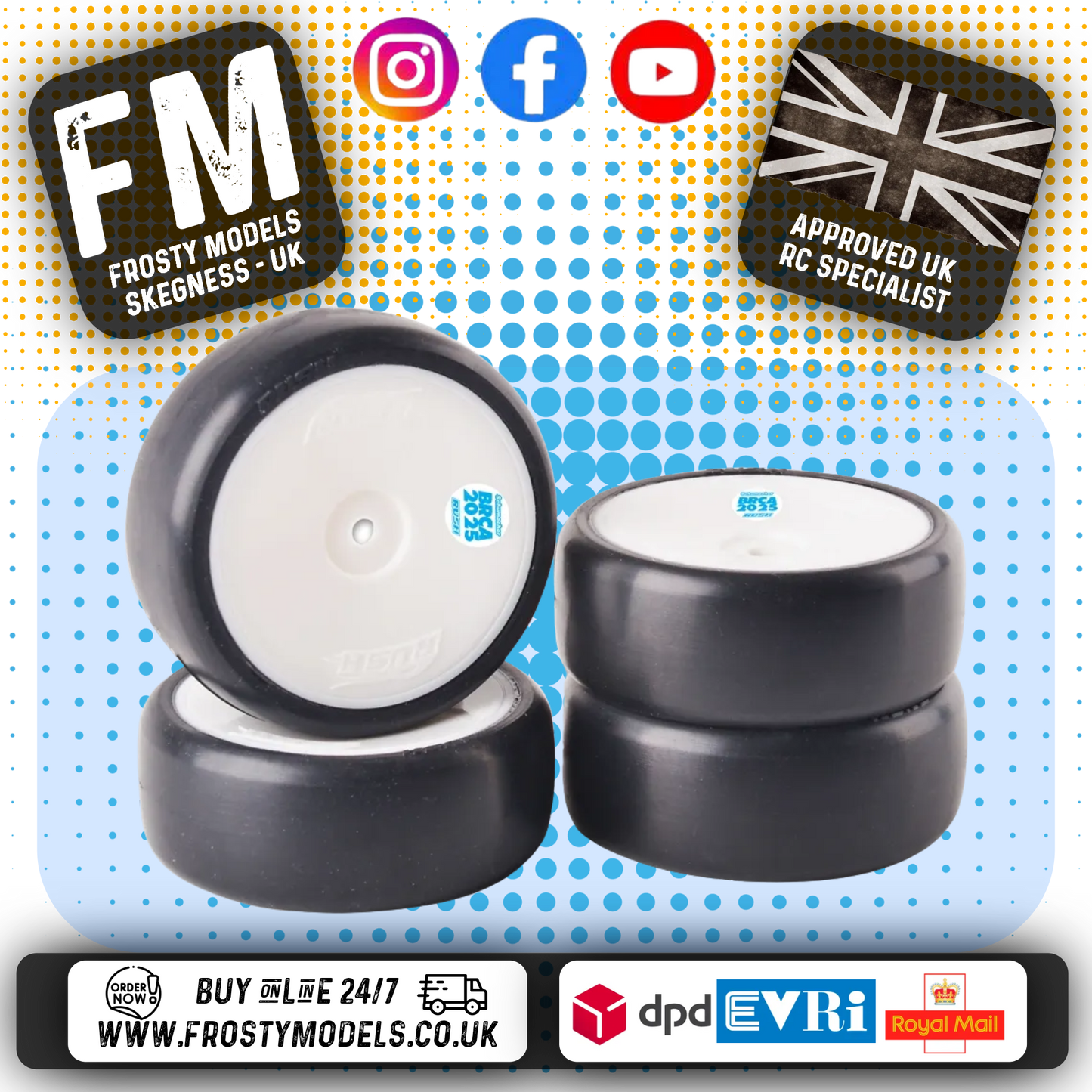 Rush - 1/10 Car Pre-Glued Tarmac Tires/Tyres SPC36MR2 BRCA 2025 - 4pcs - RU1079BRCA25