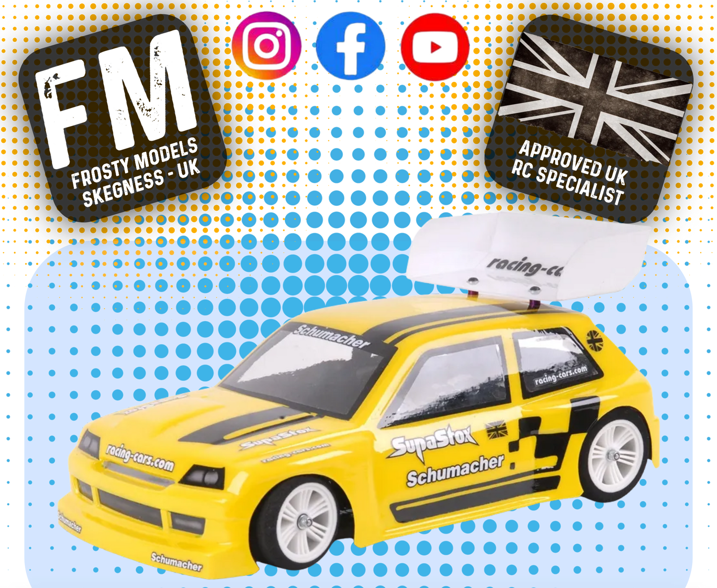 SUPASTOX HOT HATCH TYPE RC - GT12 1/12 SCALE (1MM CLEAR LEXAN) (205mm wheelbase / 164mm wide)