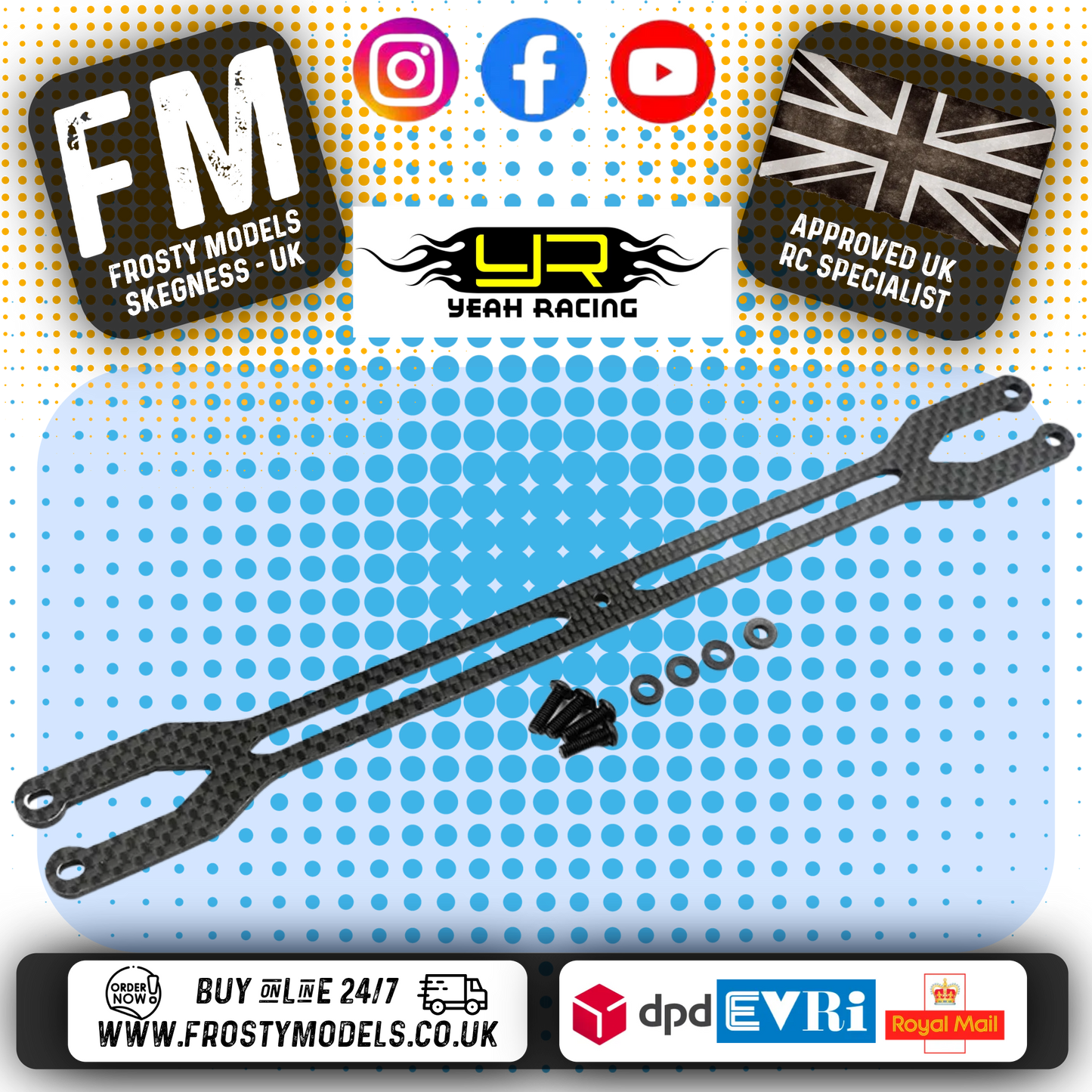 YEAH RACING - 2.2mm Graphite Upper Deck For Tamiya TT02 Series - TATT-079BK