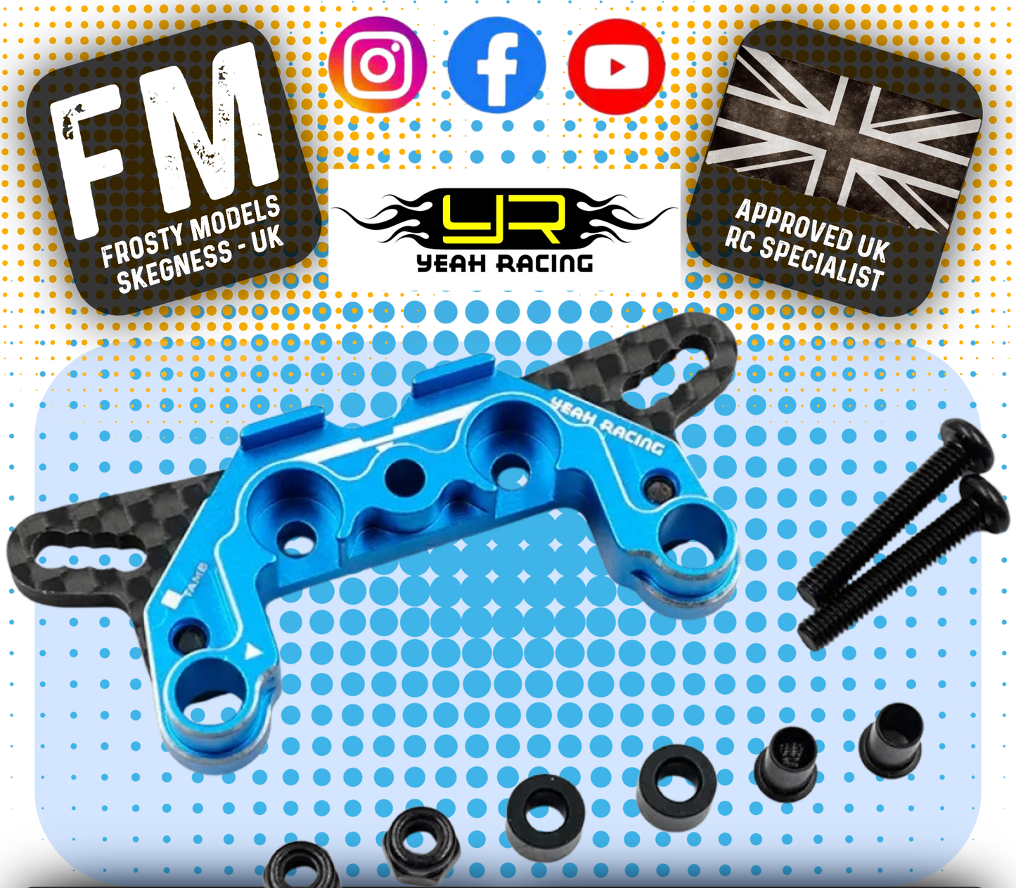 YEAH RACING - Aluminum & Graphite Damper Mount (F / R) For Tamiya MB-01 BT-01 - TAMB-006BU