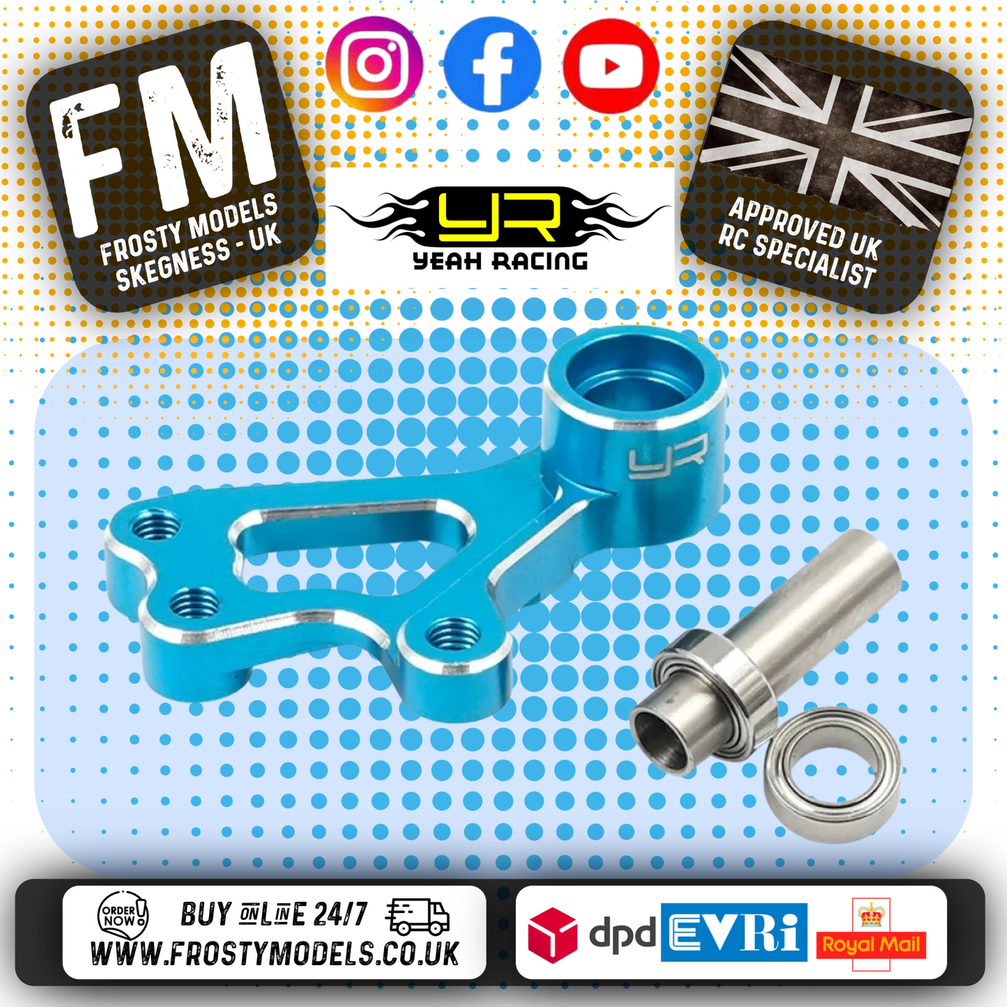 YEAH RACING - Aluminum Steering Arm Set For Tamiya GF01 G6-01 (KONG HEAD) - TAWR-030BU