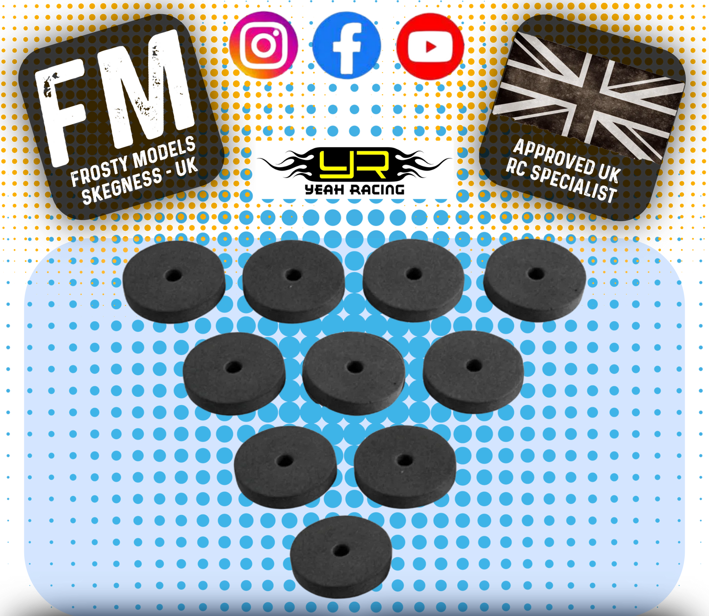 YEAH RACING - Body Protect Sponge Pad Set (BK) 10 pcs 4mm thickness - YA-0242BK