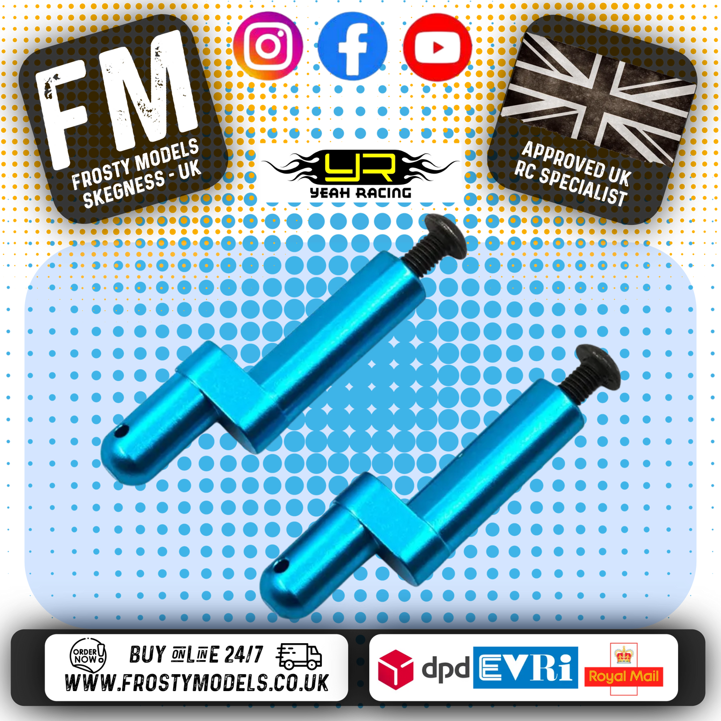 YEAH RACING - Aluminum Battery Post For Tamiya TT02 TT02B - TT02-021BU