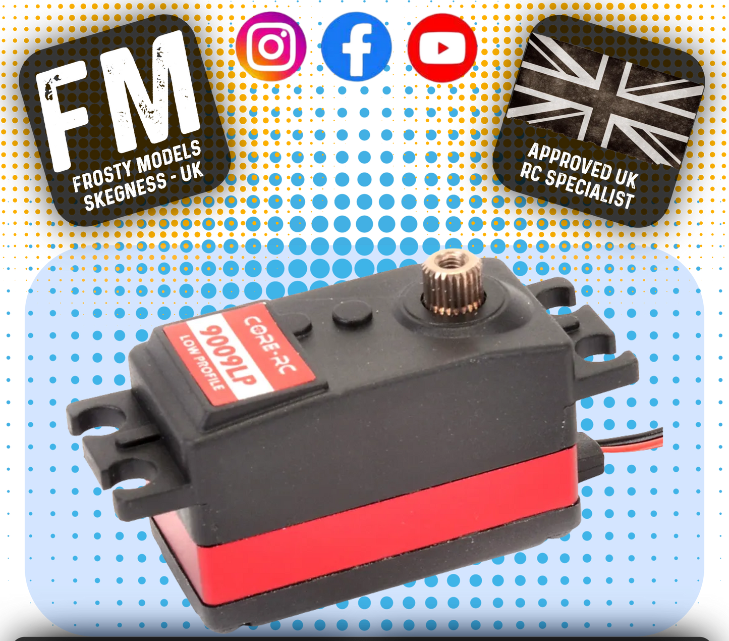 CORE RC - 9009LP Low Profile 1/10 Servo 8Kg 6v .09 Sec (Standard Size - Super Fast) 25T Futaba, Etronix, Savox Spline CR495