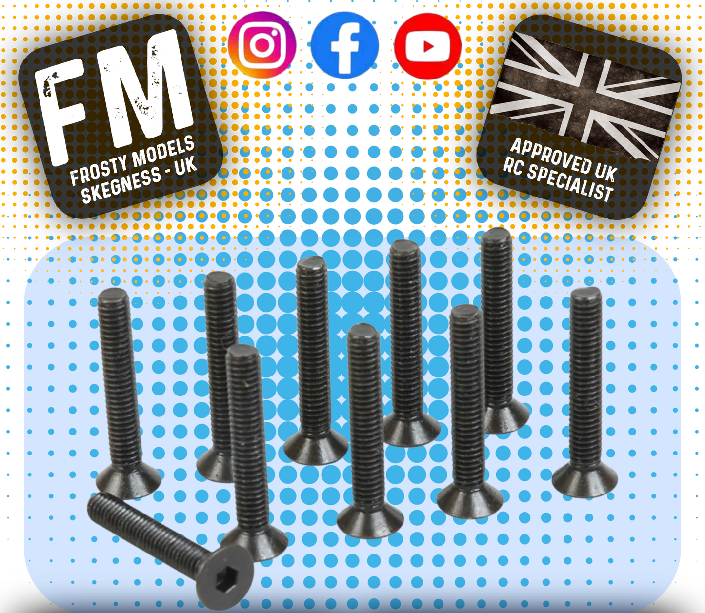SCHUMACHER RC - (BLACK) M4 Countersunk Head Bolts 25mm x5, 30mm x5 (10pc)- U3455