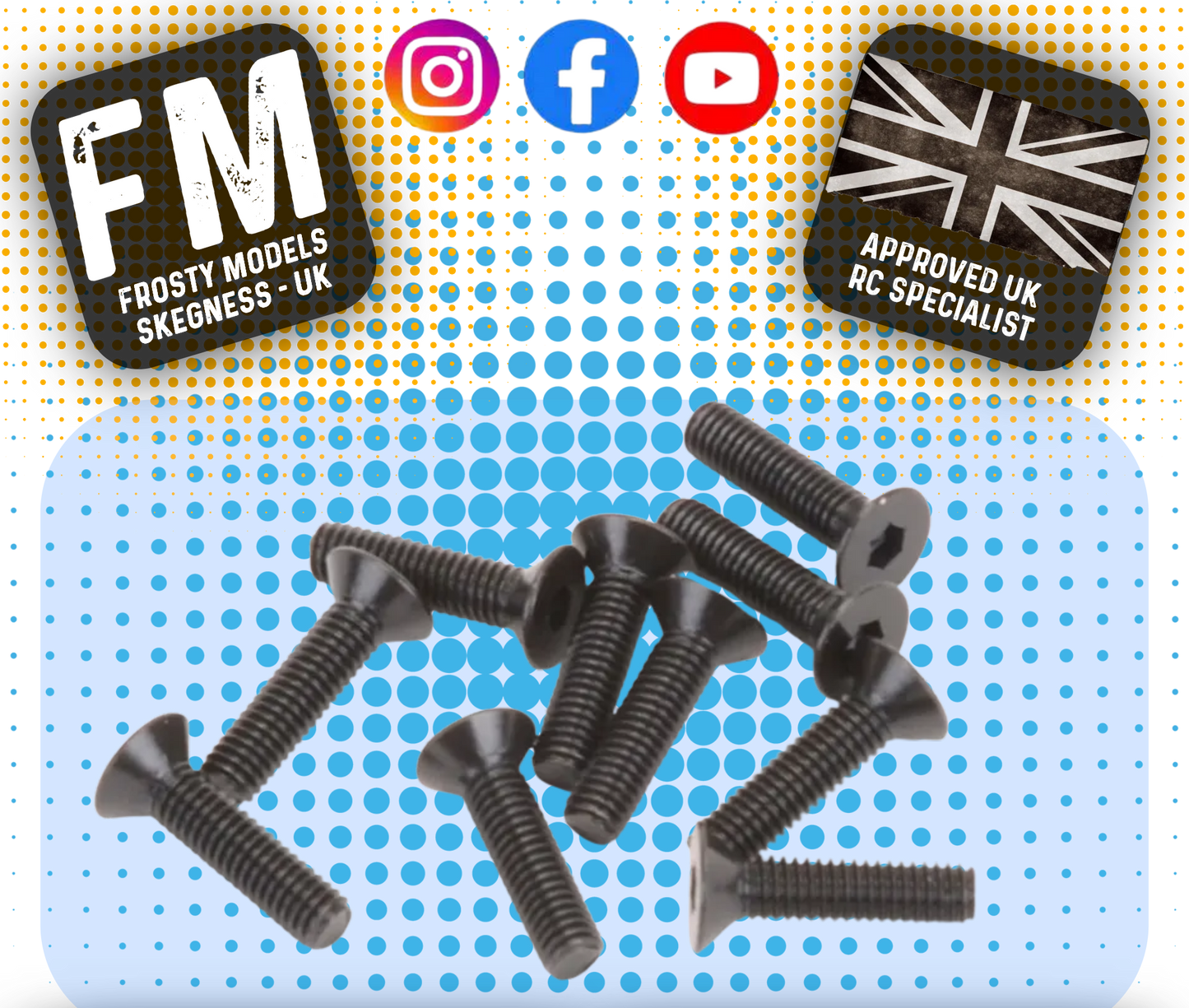 SCHUMACHER RC - (BLACK) M3 Countersunk Head Bolts 12mm (pk10) U7122