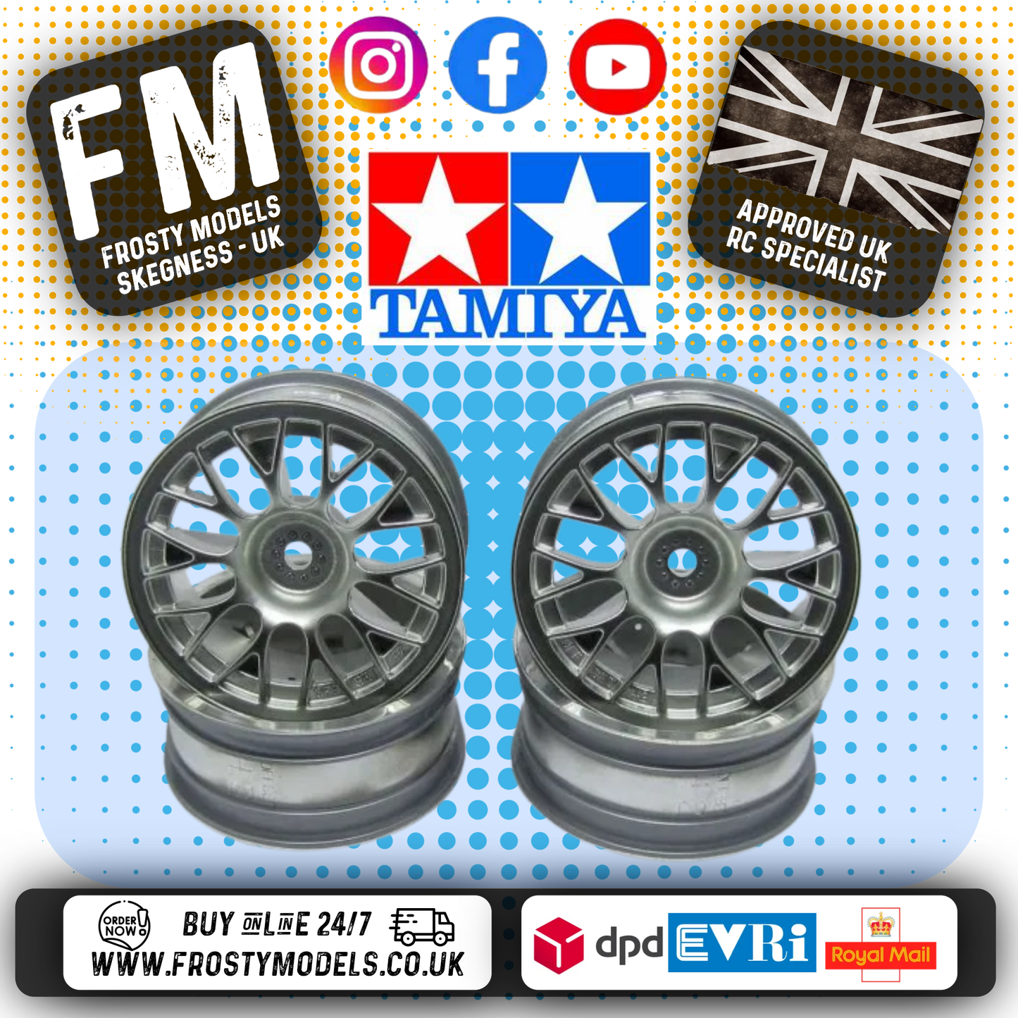 TAMIYA 9335534 - RC 1/10 CAR WHEELS - MULTI SPOKE (SILVER) (4PCS / 0-OFFSET) - 53471