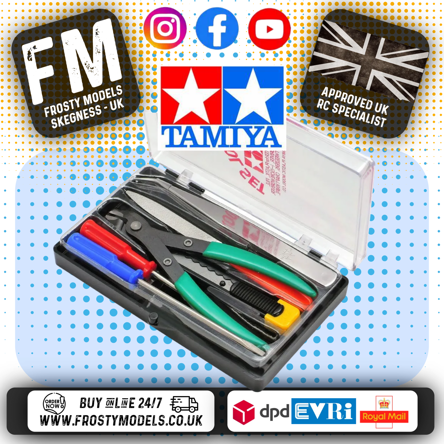 TAMIYA 74016 - RC MULTI TOOL SET (SIDE CUTTERS, TWEEZERS, SCREWDRIVERS, FILE)