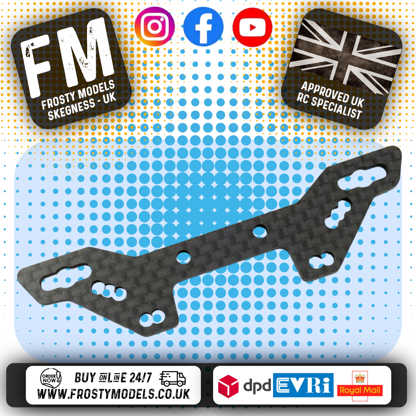 YEAH RACING - Carbon Front Damper Stay For Tamiya TT02S & TATT-S04 (TATT-024)