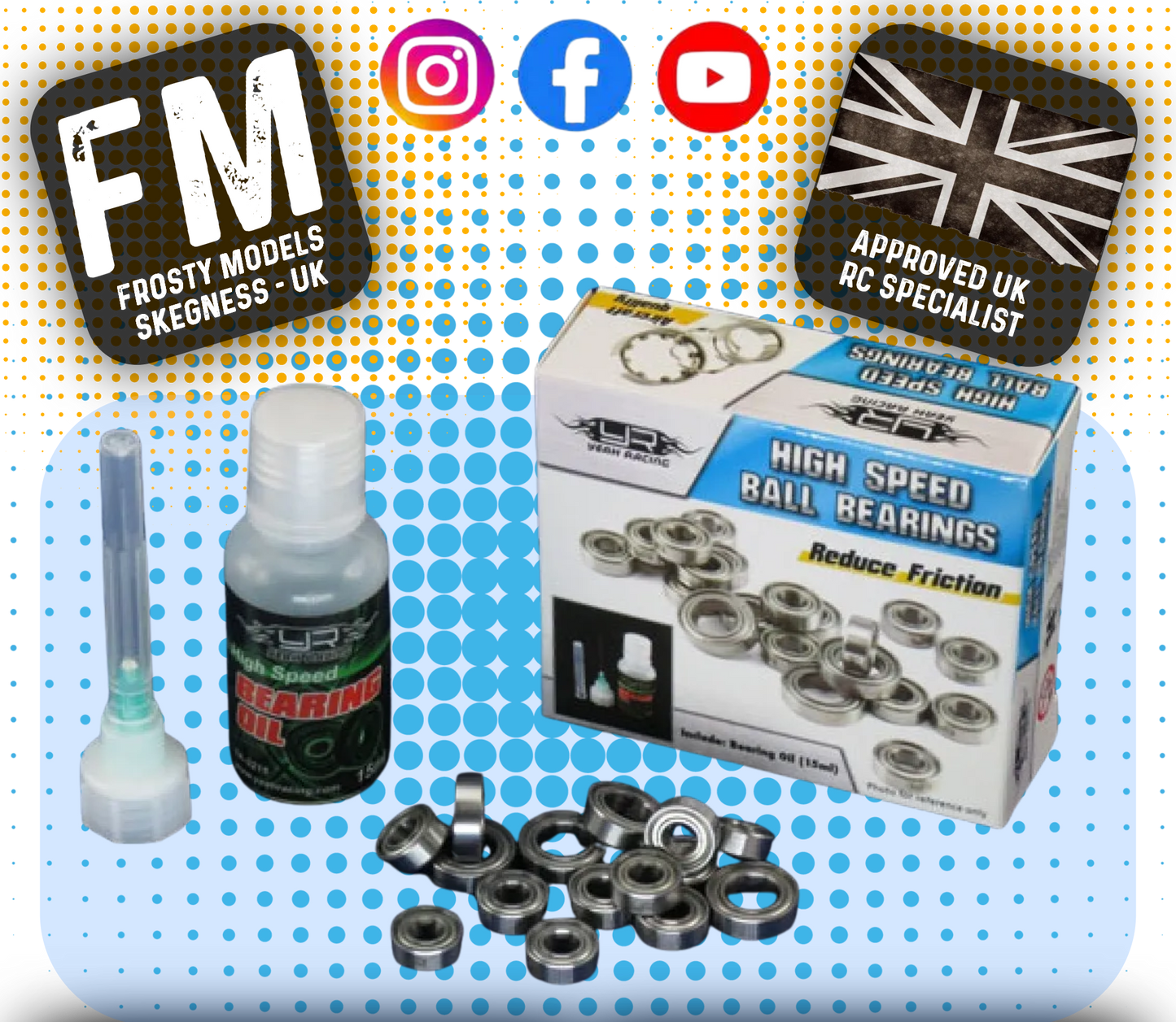 YEAH RACING - PTFE RC Ball Bearing Set & Bearing Oil (Tamiya CC-02) - YB0319BX