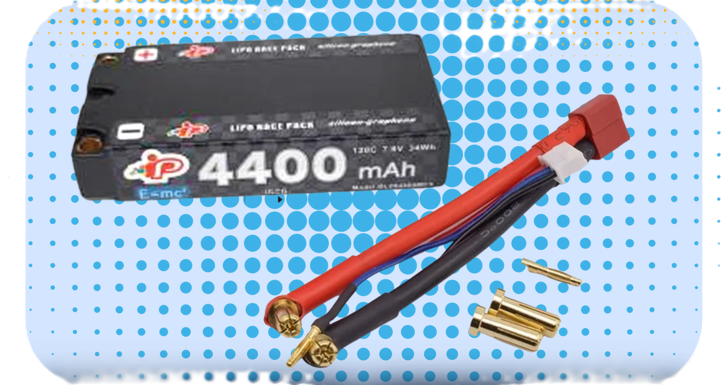 INTELLECT - SHORTY 93mm LIPO BATTERY LIHV 4400MAH 120C 2S 18.5MM 7.6V (5MM BALANCE LEAD) - IPBL2S4400MC3