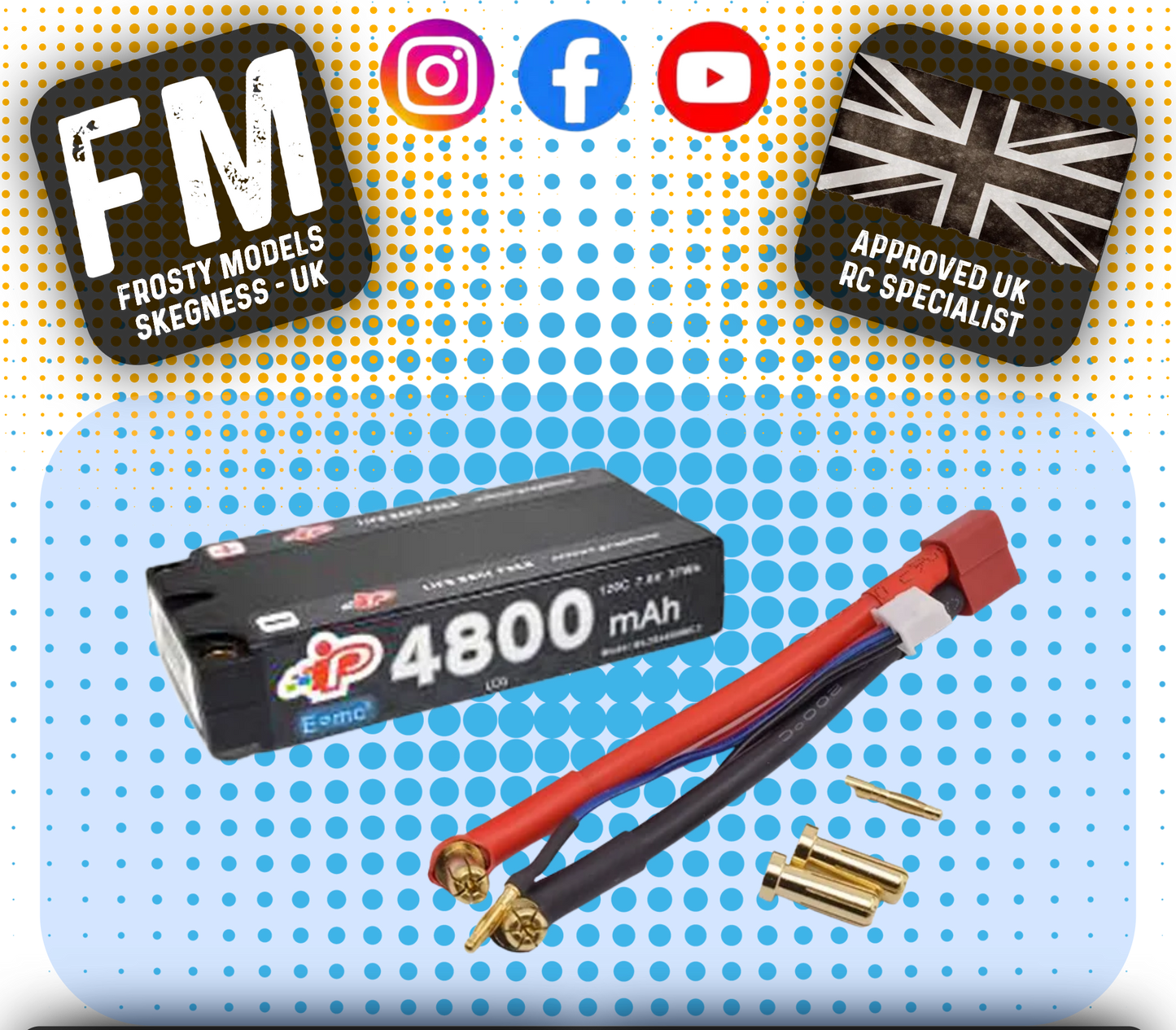 INTELLECT - SHORTY 95mm LIPO BATTERY LIHV 4800mAh 2S 7.6V (5MM BALANCE LEAD) - IPBL2S4800MC3