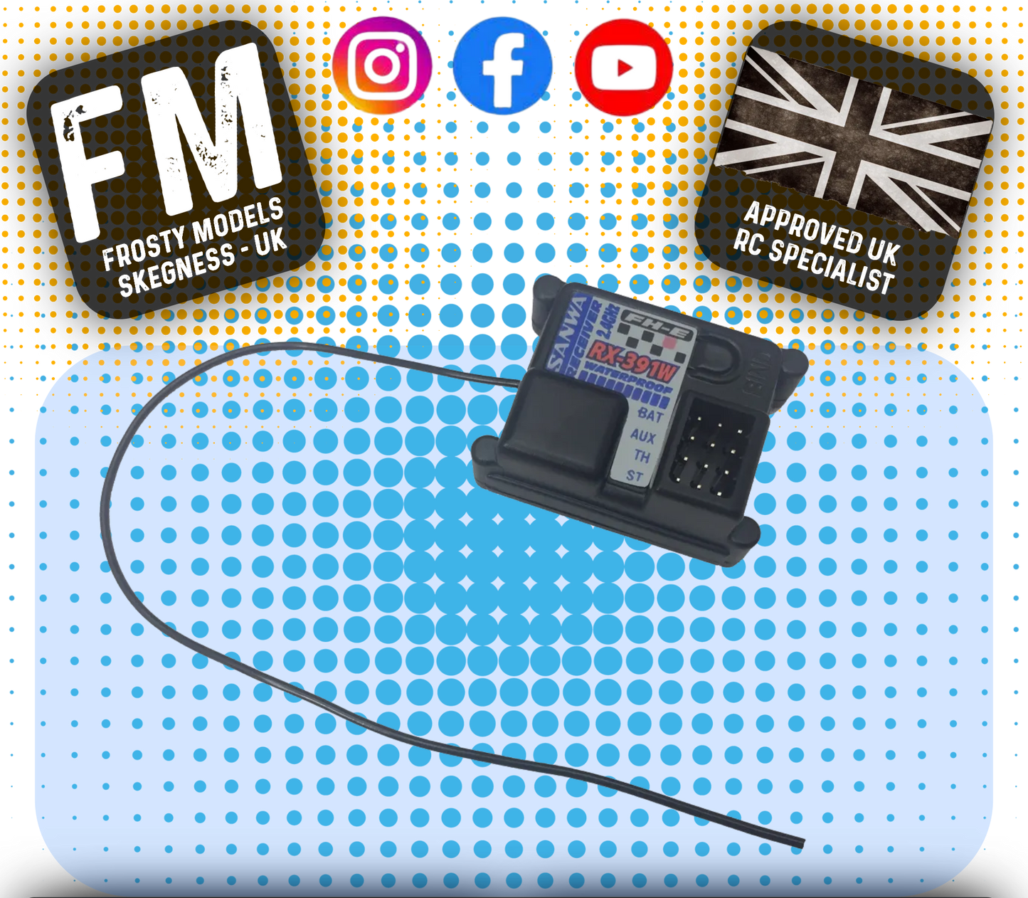 Sanwa - RX-391W Receiver 2.4GHz FHSS-E / 4.8v ~ 7.4v - SA107A41341A