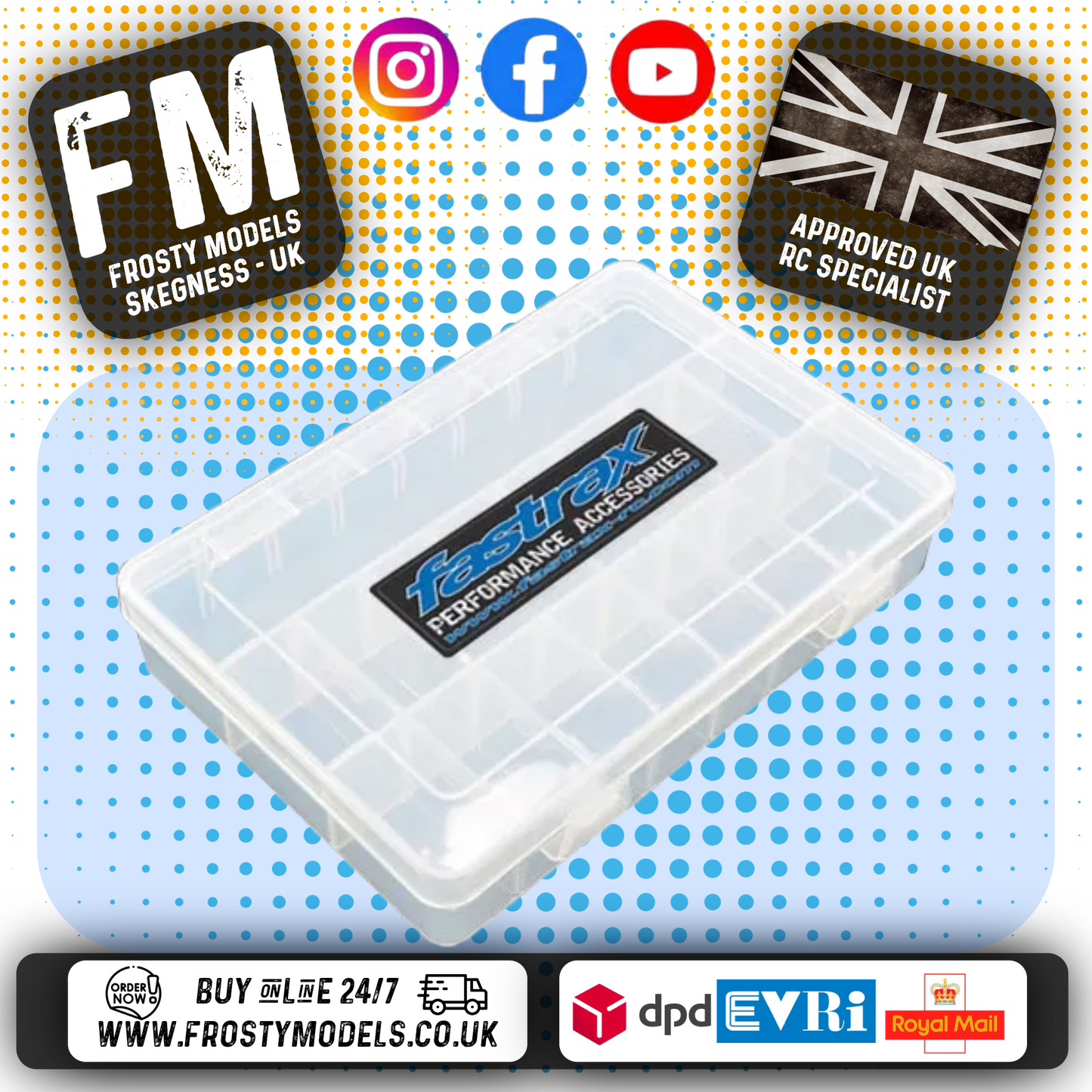 FASTRAX - RC PARTS/PINIONS/SCREWS BOX 200MMX135MM (15 SECTIONS) - FAST676-A