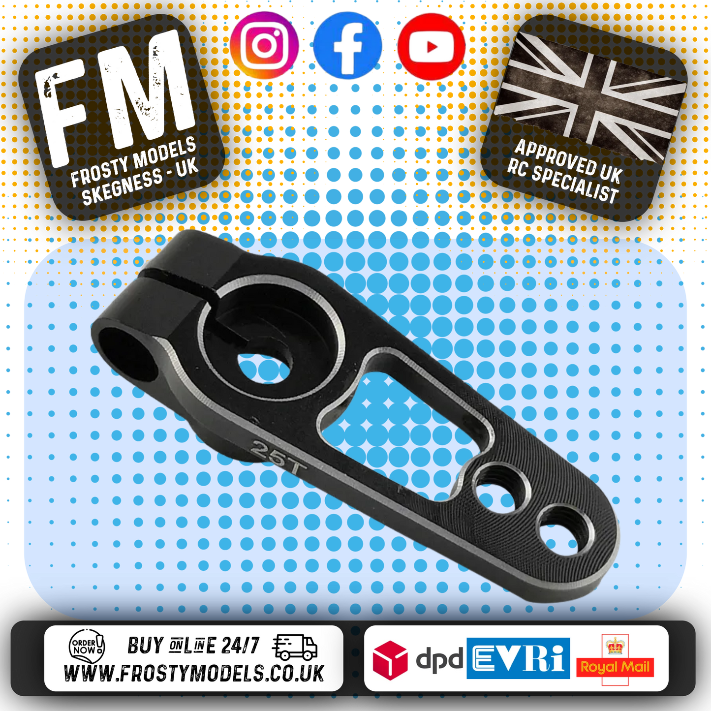 RC Overhaul - 25T Futaba/Savox/Etronix Aluminium Clamp Servo Horn (Black) G-RCO-UN010B
