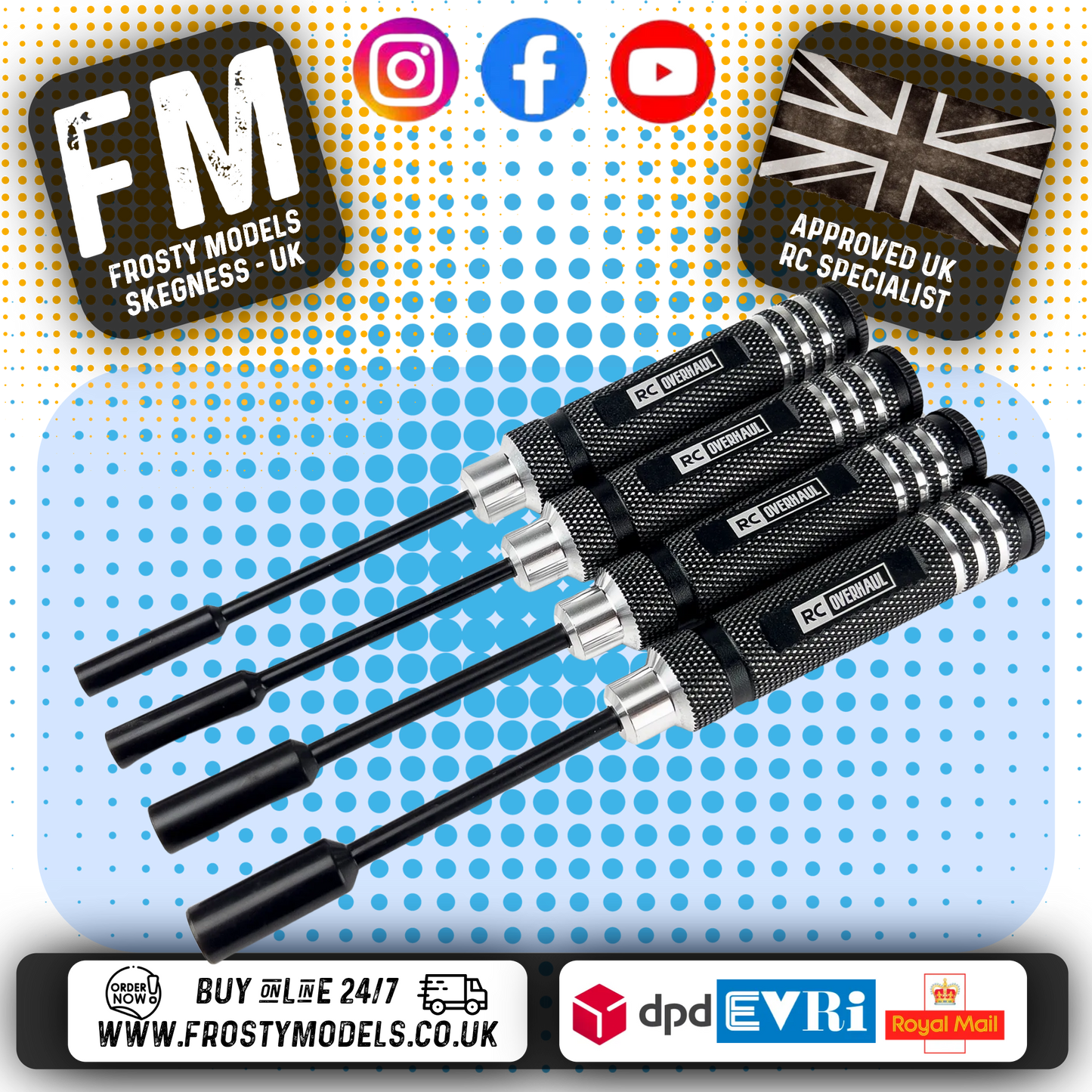 RC Overhaul - RC Tools Alloy Nut Driver Set 4mm/5.5mm/7mm/8mm (Black) T-RCO-TL002N