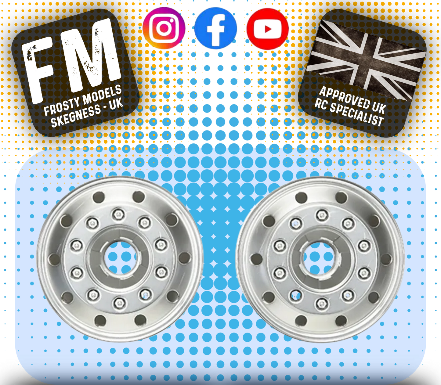 TAMIYA 56517 - RC 1/14 Tractor Truck METAL PLATED FRONT WHEELS (2pcs)