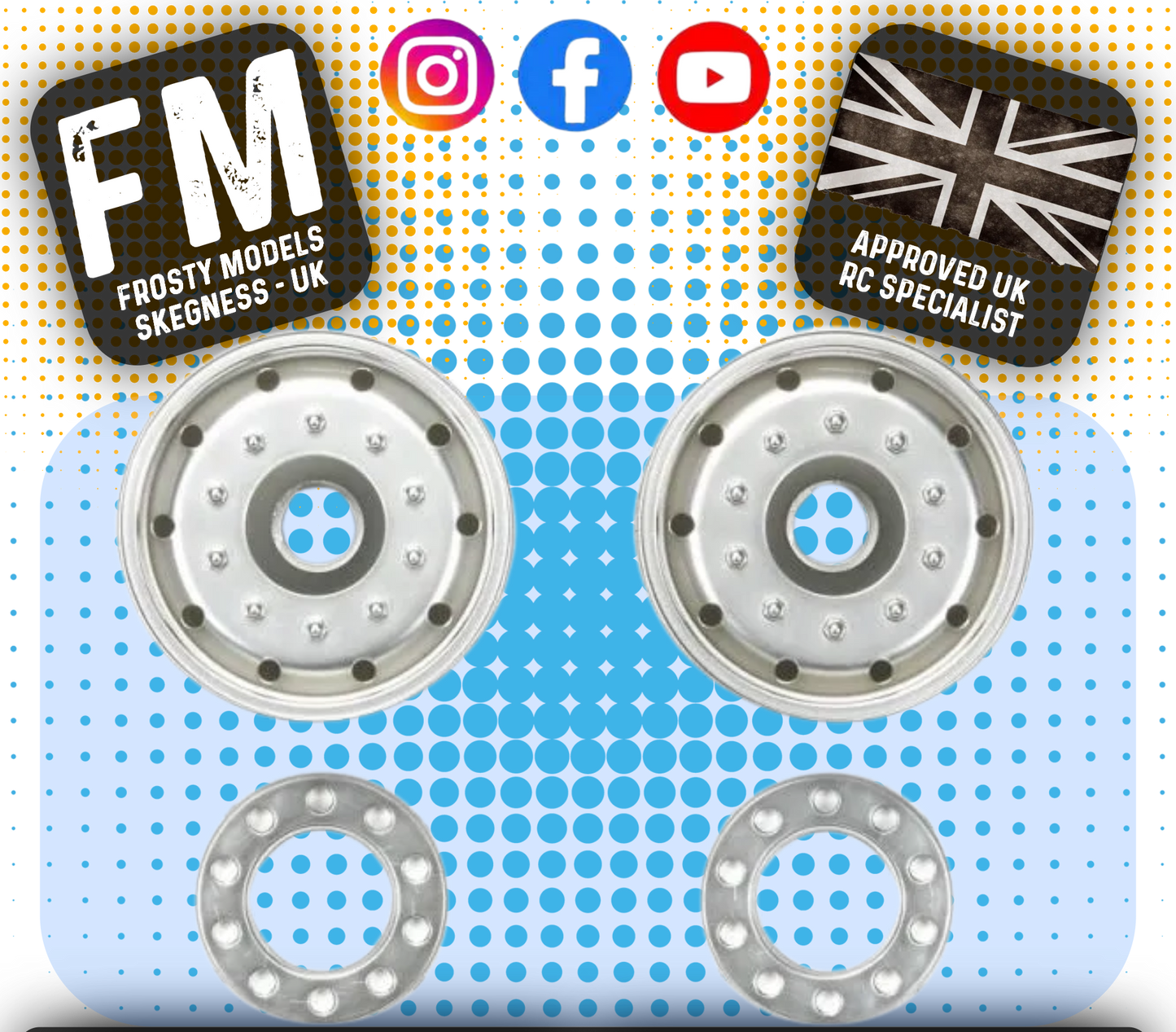 TAMIYA 56520 - RC 1/14 Tractor Truck METAL PLATED BEARING HUB WHEELS 30mm (2pc)