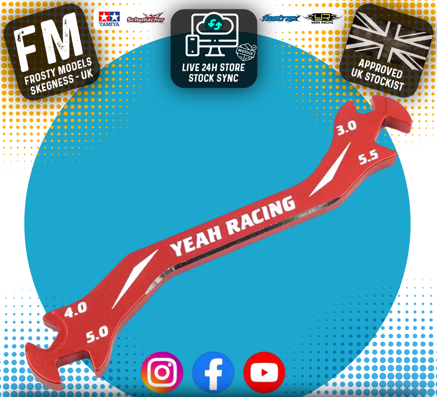 Yeah Racing - Aluminum 7075 Turnbuckle Wrench 3mm 4mm 5mm 5.5mm Red - YT-0197RD