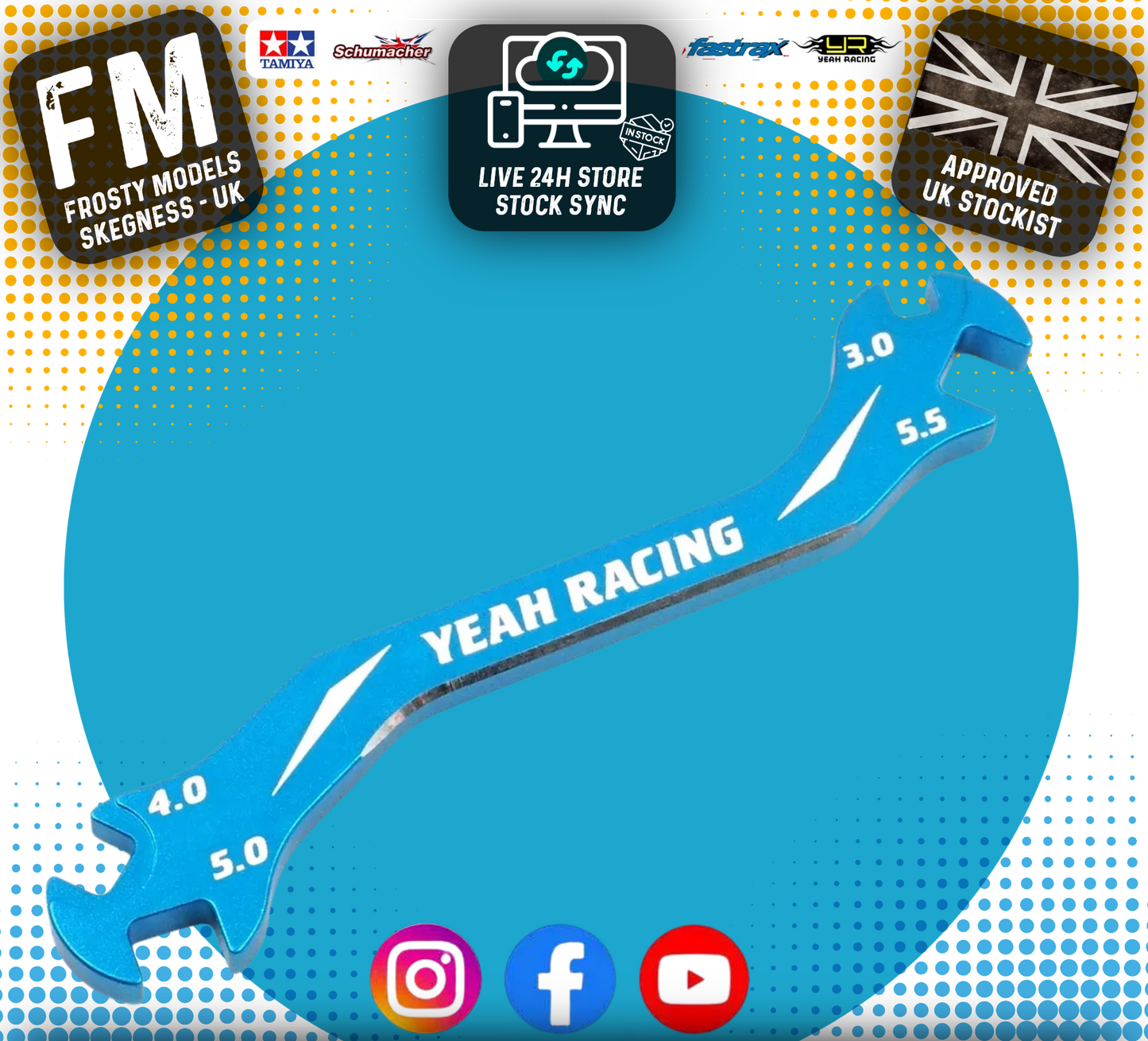 Yeah Racing - Aluminum 7075 Turnbuckle Wrench 3mm 4mm 5mm 5.5mm BLUE - YT-0197BU