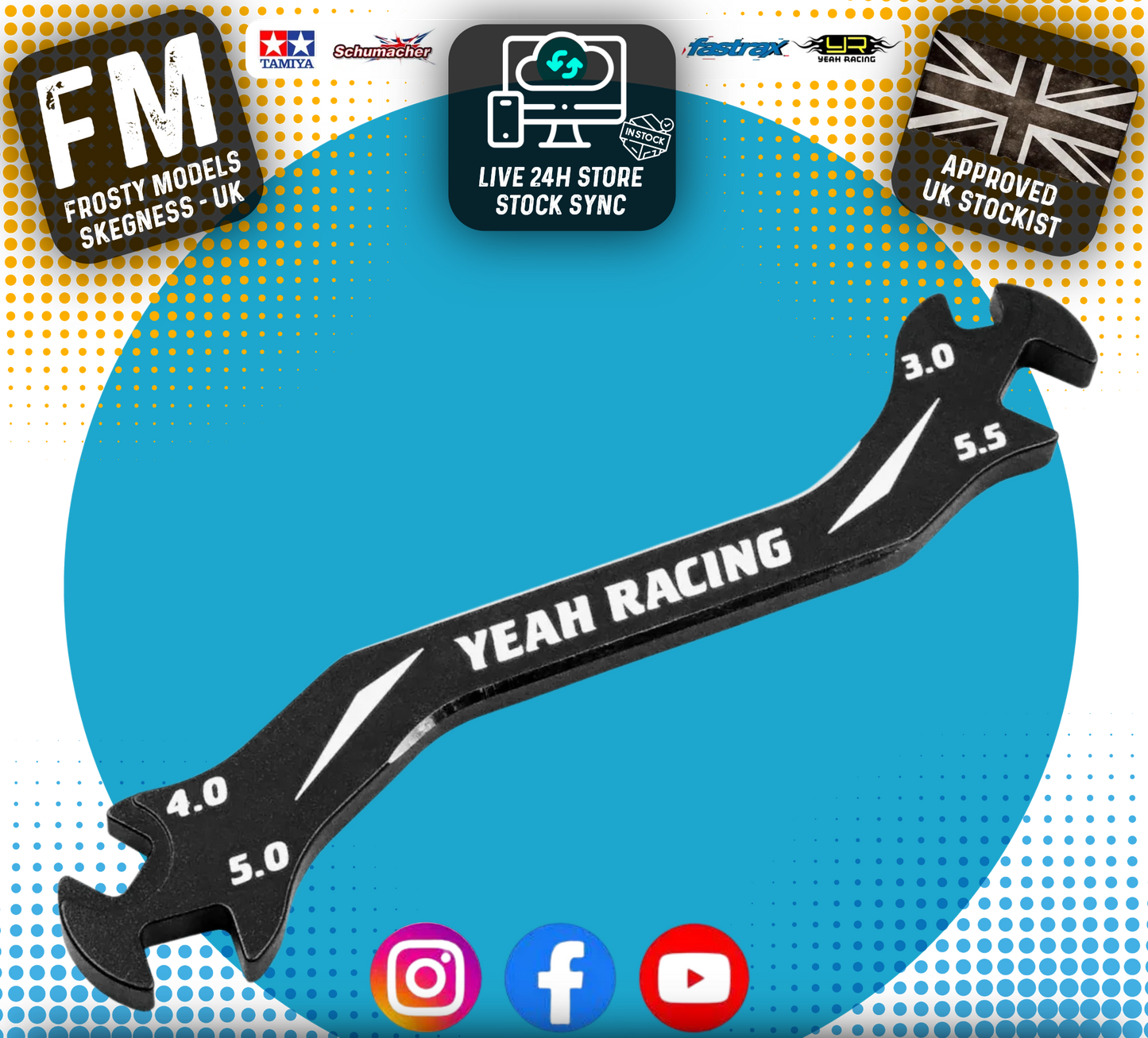 Yeah Racing - Aluminum 7075 Turnbuckle Wrench 3mm 4mm 5mm 5.5mm BLACK - YT-0197BK