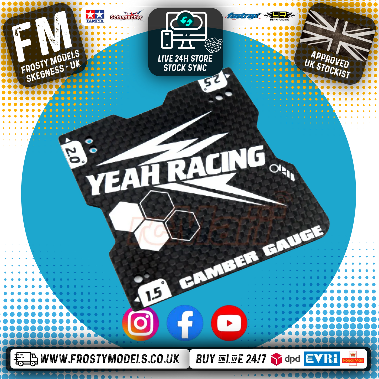 Yeah Racing - RC Graphite Lightweight Camber Gauge 1.5, 2 and 2.5 Deg For 1/10 Touring Car M Chassis - YT-0176