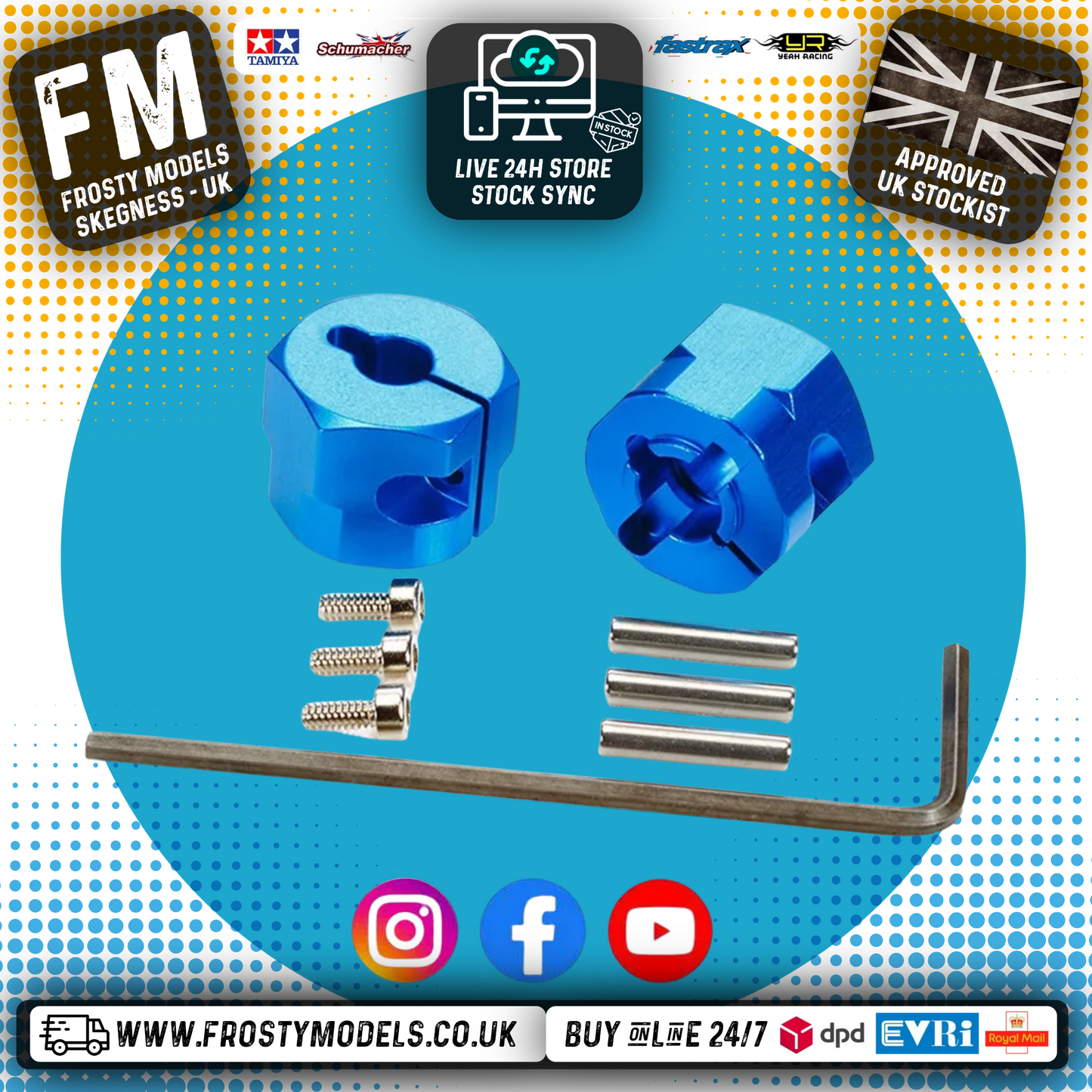 TAMIYA 54610 - RC ALLOY CLAMP TYPE WHEEL HUB 9mm Thick 2pcs (TT01 & TT02)