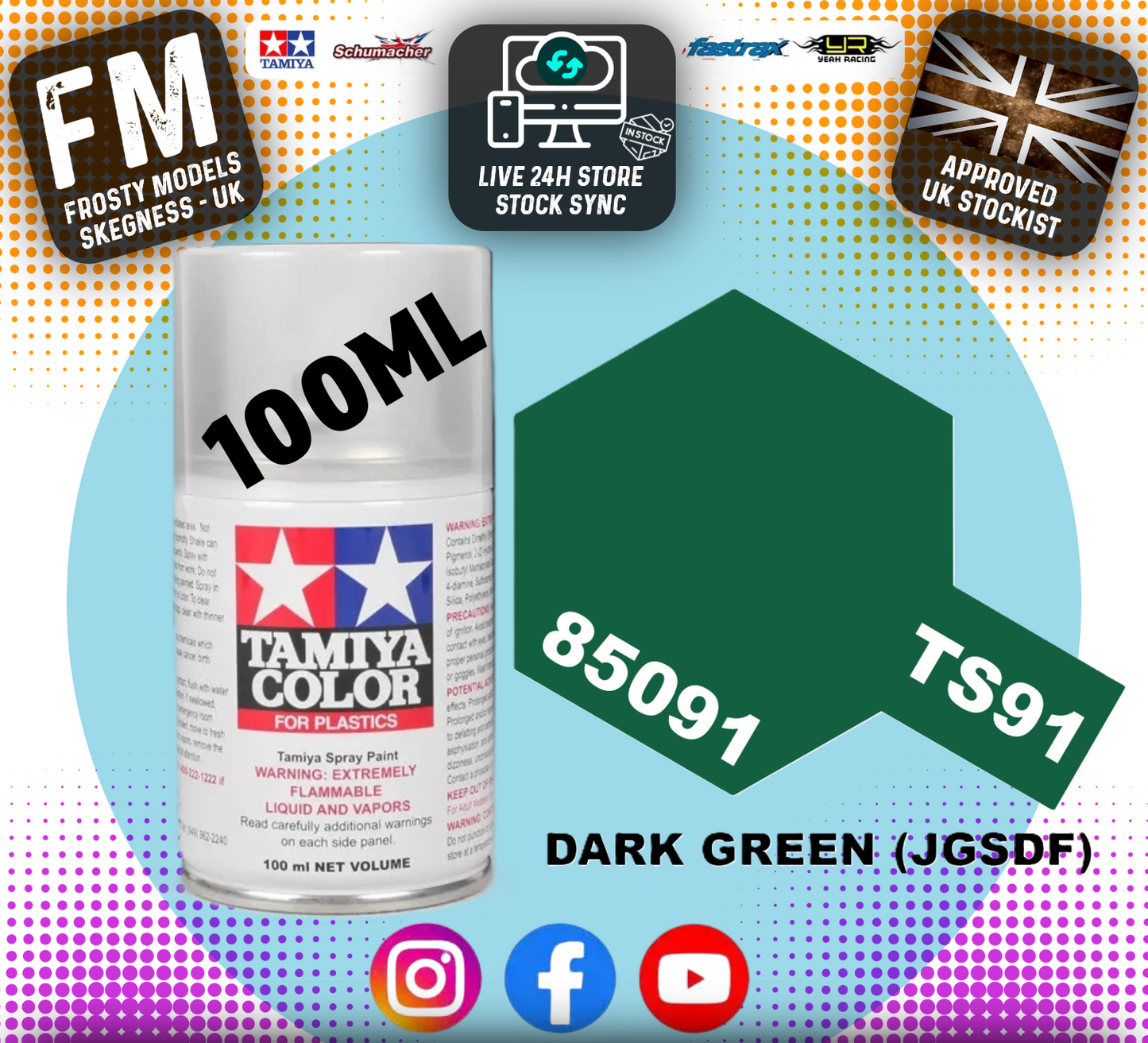 TAMIYA - TS SPRAY PAINT - TS91 Dark Green (JGSDF)