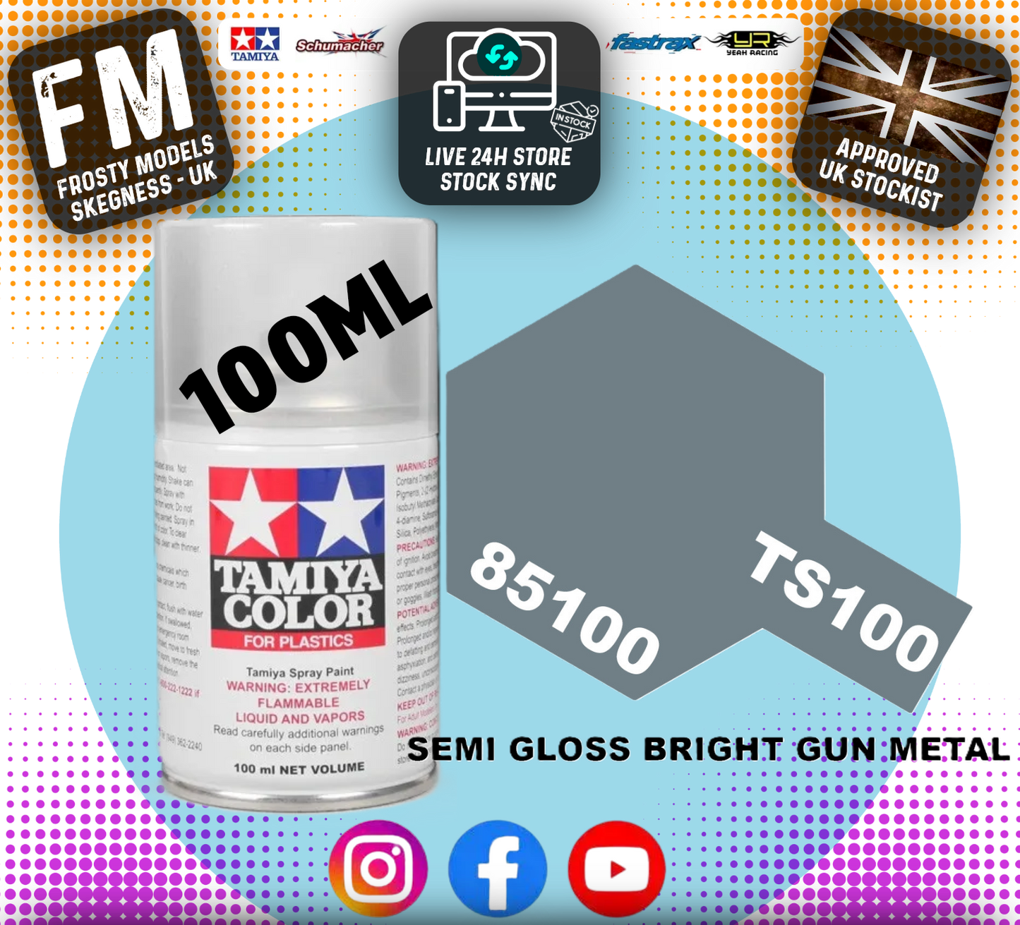 TAMIYA - TS SPRAY PAINT - Ts100 Sg Bright Gun Metal