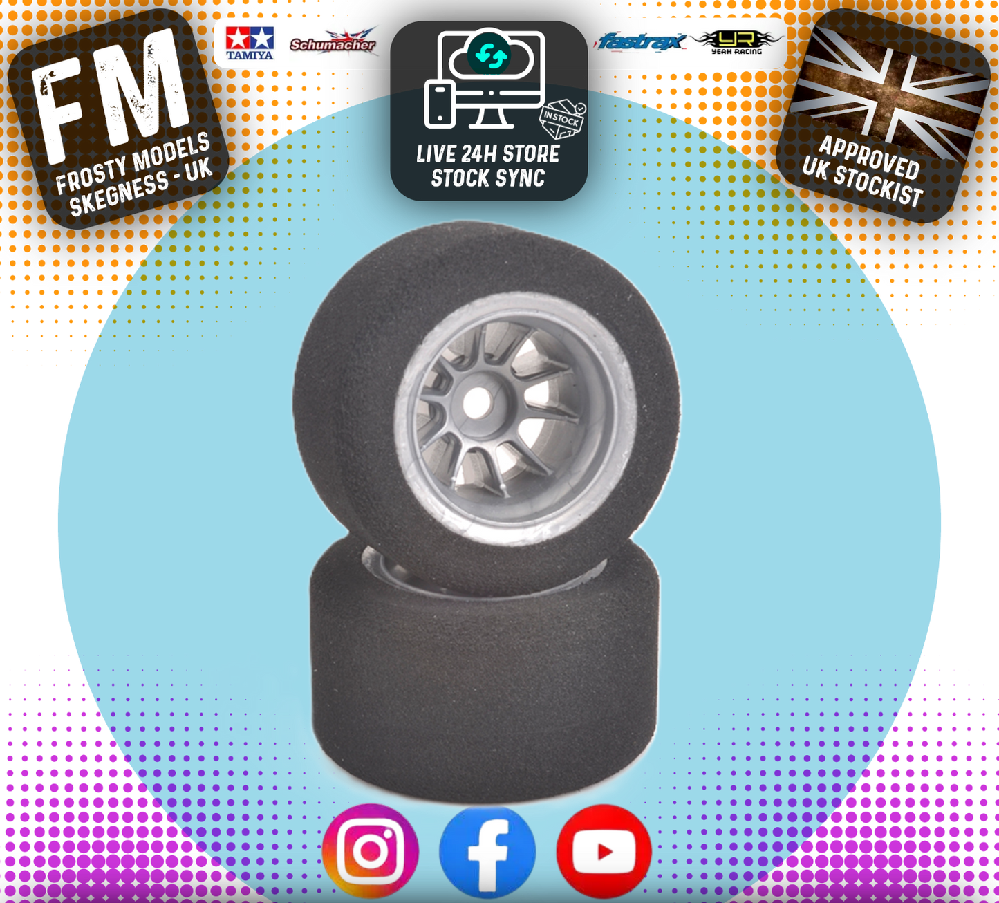 CONTACT - 1/10 RC F1 Rear Foam Wheels & Tyres 28Sh Dia 61mm - JF1-28RA