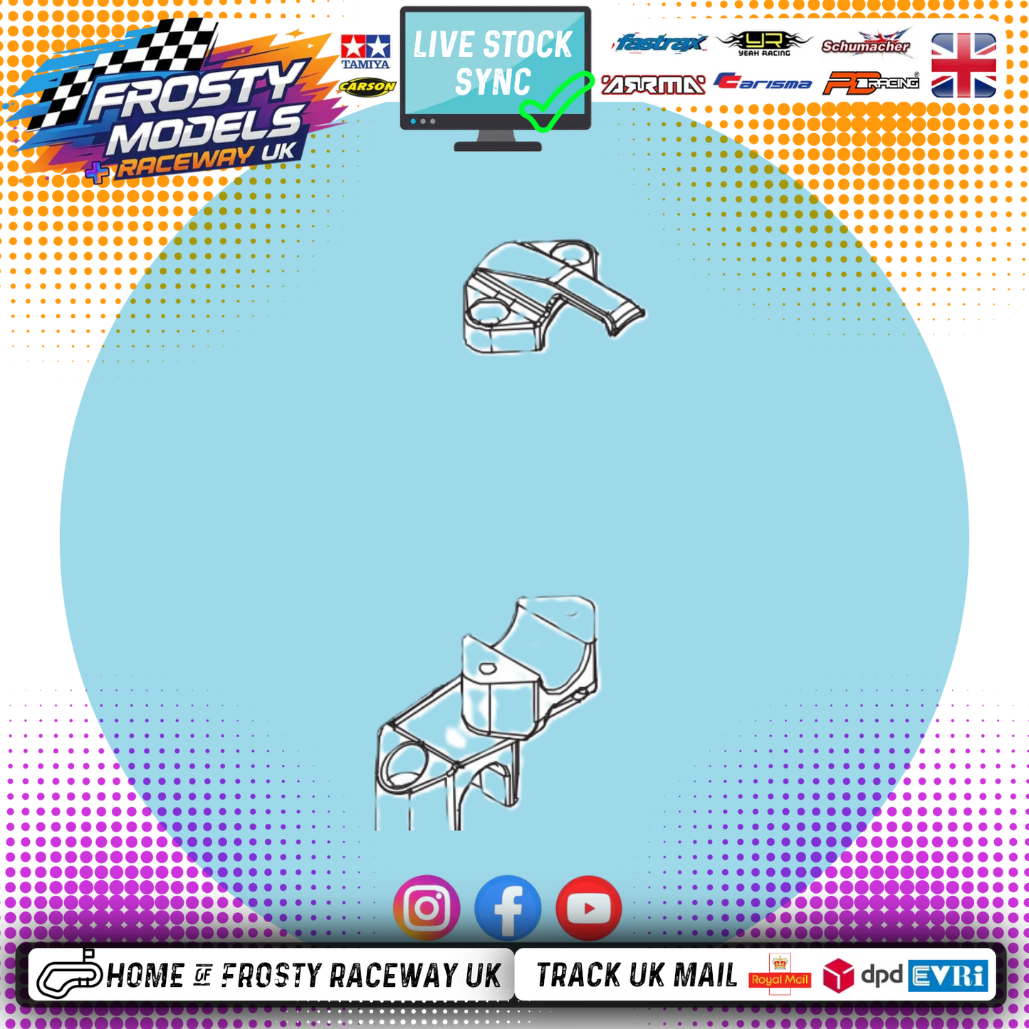 PD RACING SPARES - 1/10TH TK10 & TR10 - Centre Brace Cover/Bracket Item No. PD861-049