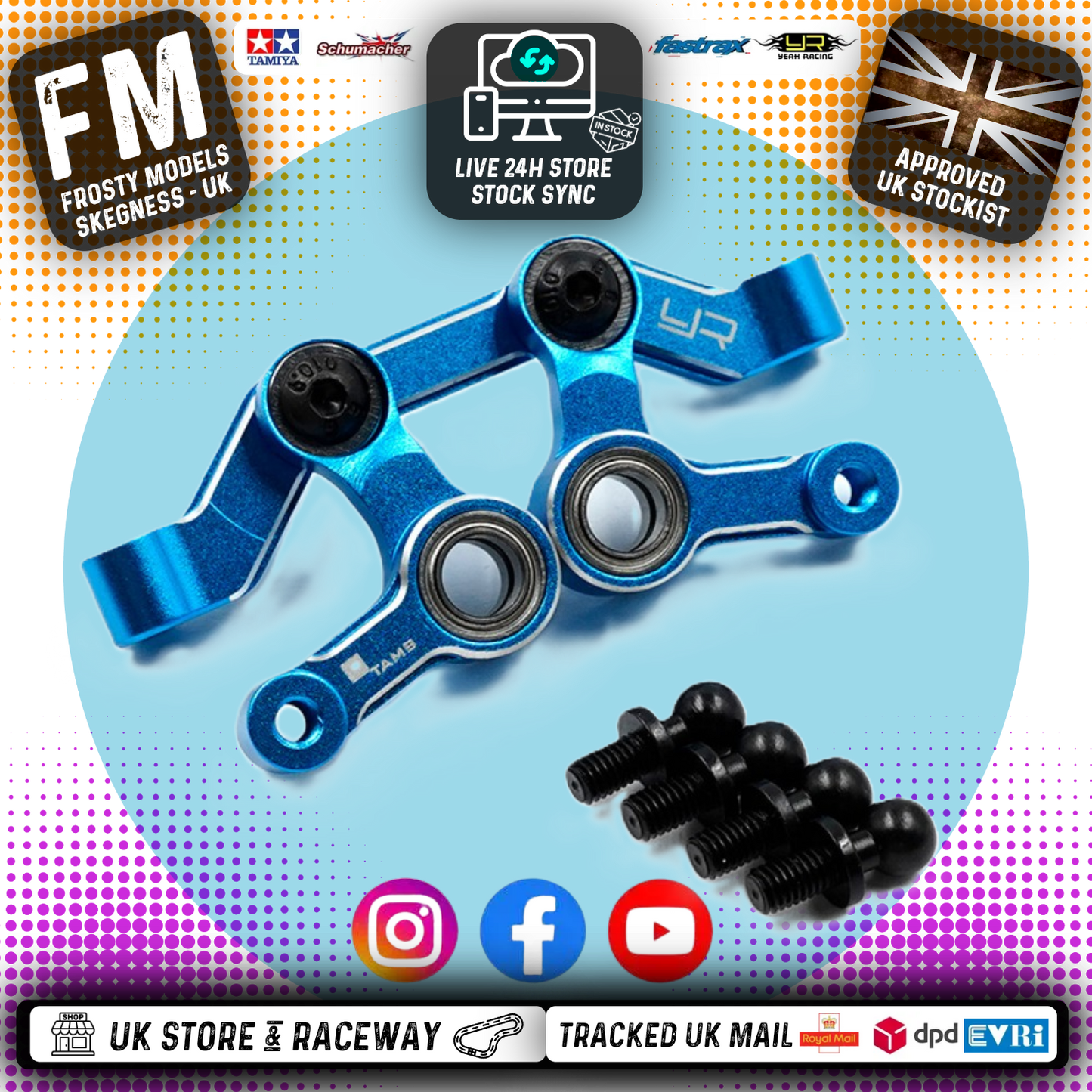 YEAH RACING - Aluminum Ball Bearing Steering Set For Tamiya MB01 & BT01 - TAMB-001BU