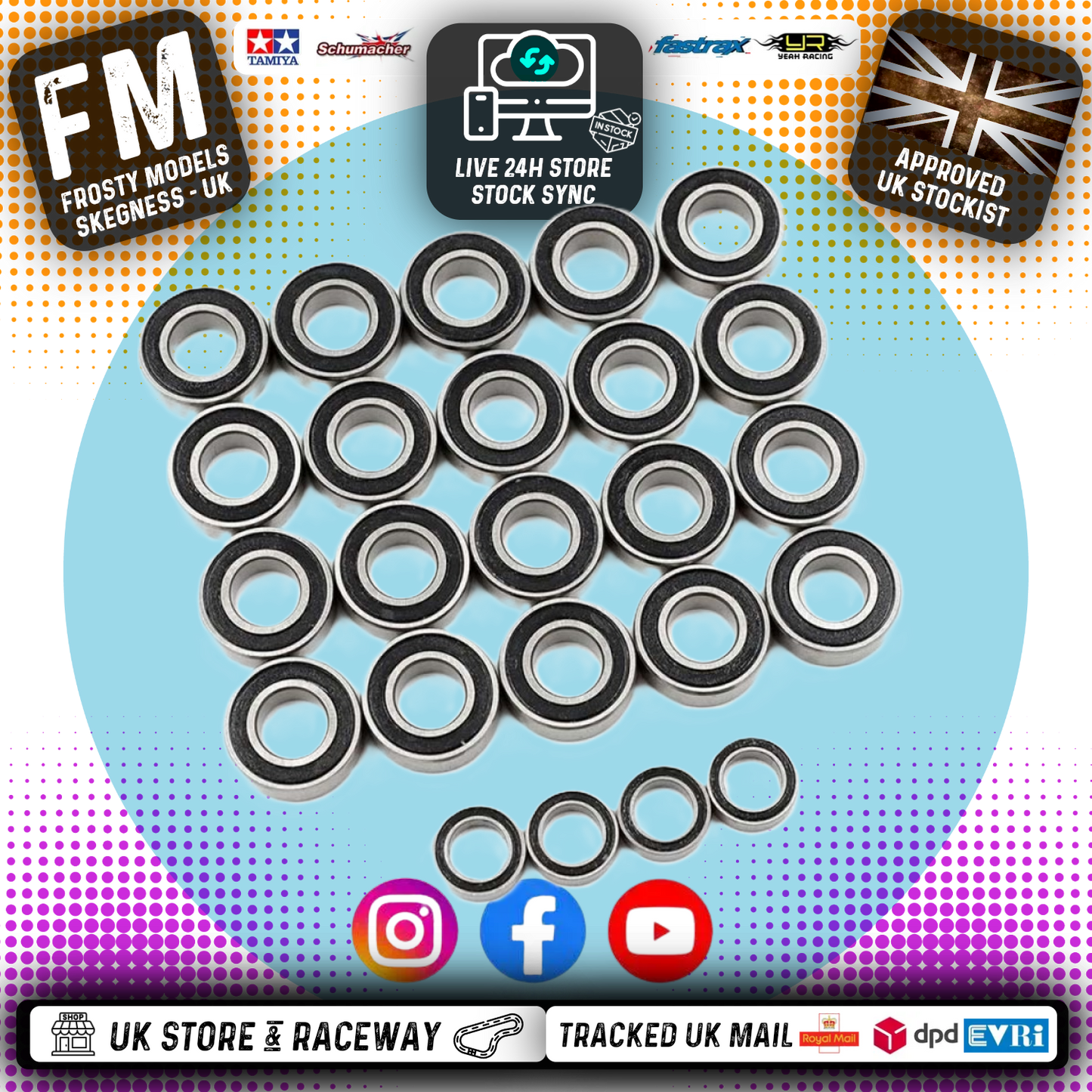 YEAH RACING - Ball Bearings (24pcs) For Tamiya Super Clod Buster - YBS-0029