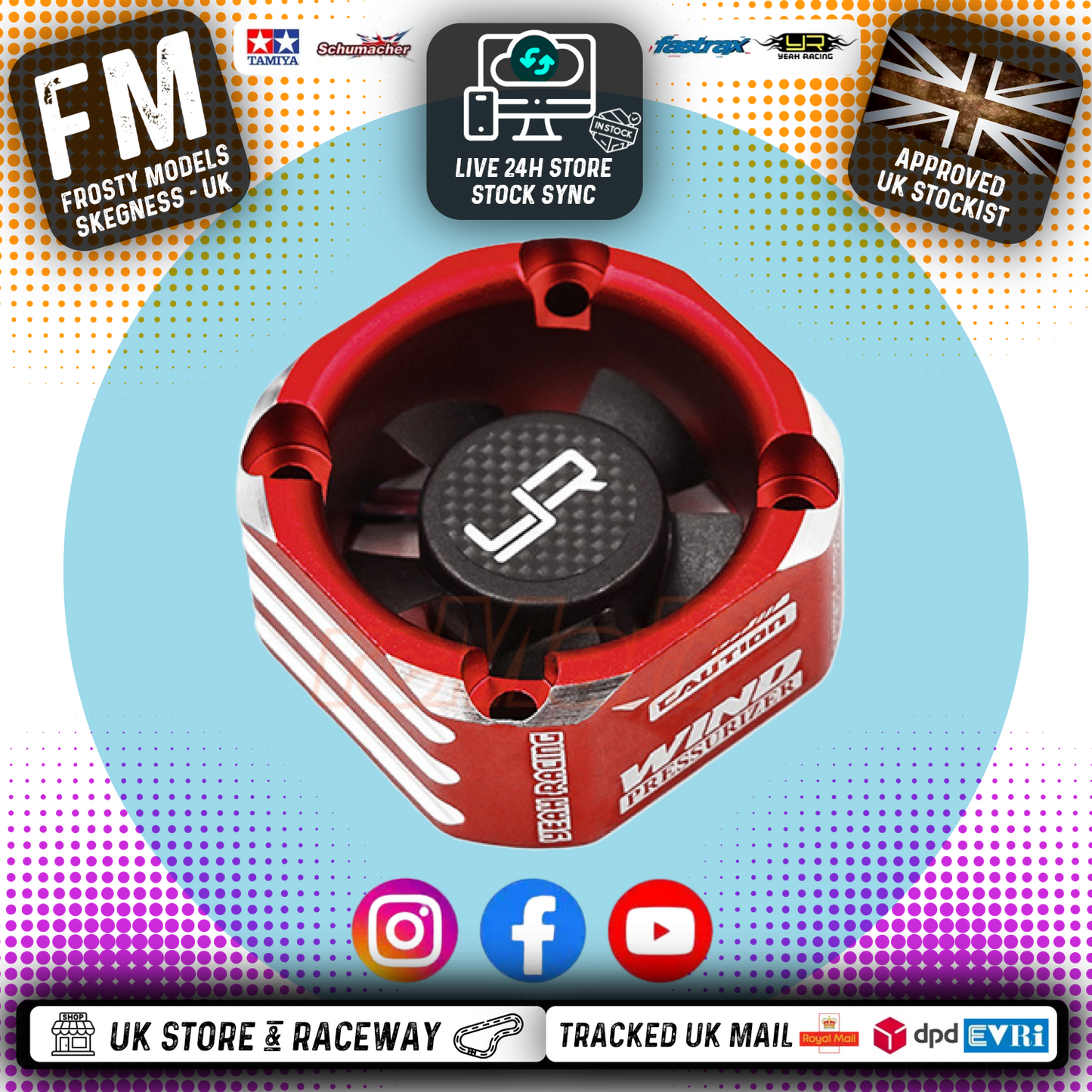 Yeah Racing - RC ALLOY 8.4V MAX Case 30mm Booster Cooling Fan RED - YA-0576RD