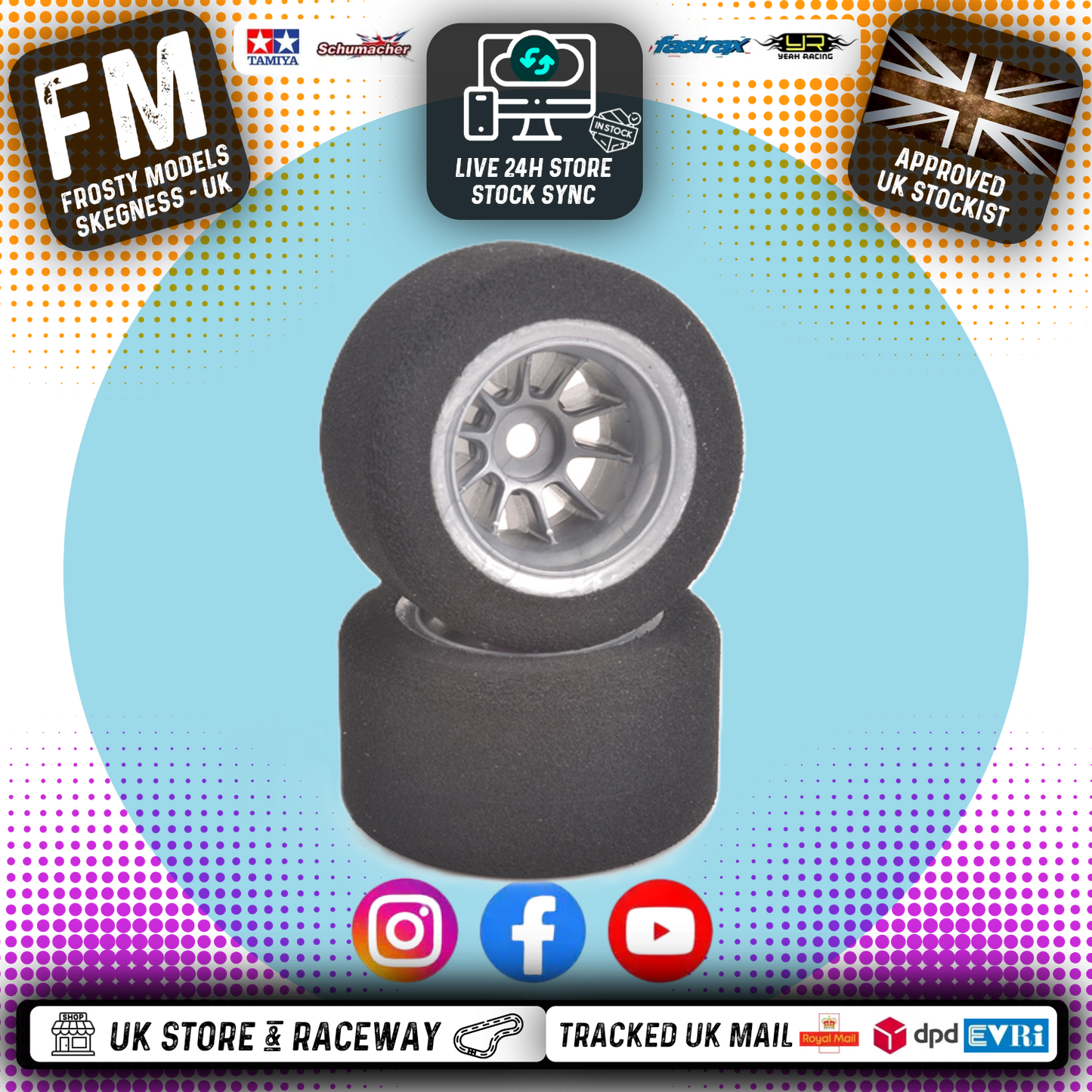 CONTACT - 1/10 RC F1 Rear Foam Wheels & Tyres 30Sh Dia 61mm - JF1-30RA