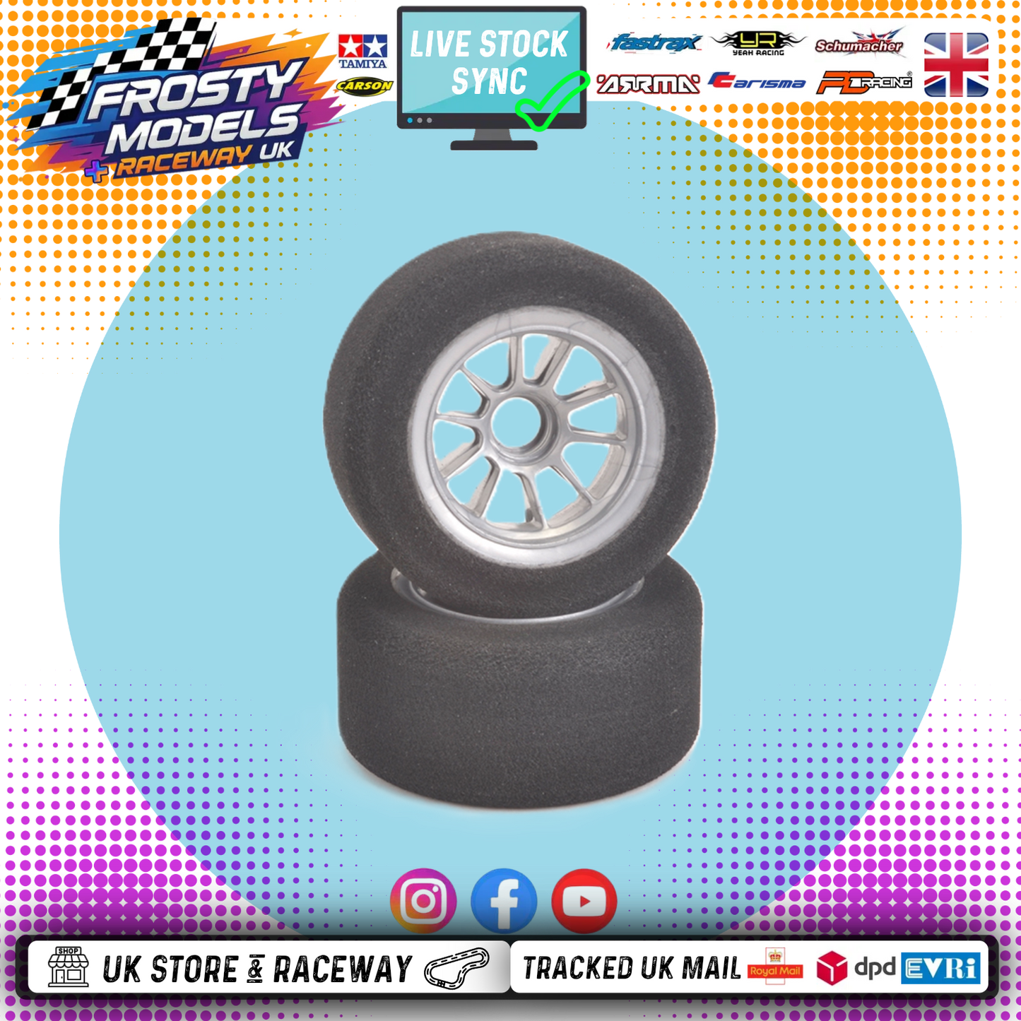 CONTACT - 1/10 RC F1 Front Foam Wheels & Tyres 45Sh Dia 59mm - JF1-45FA