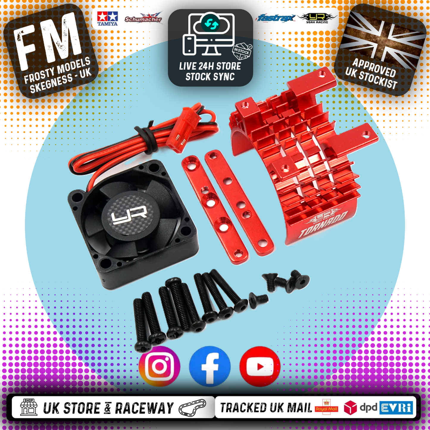 Yeah Racing - Aluminium 540 & 550 Motor Heat Sink w/Tornado High Speed Fan RED - YA-0653RD